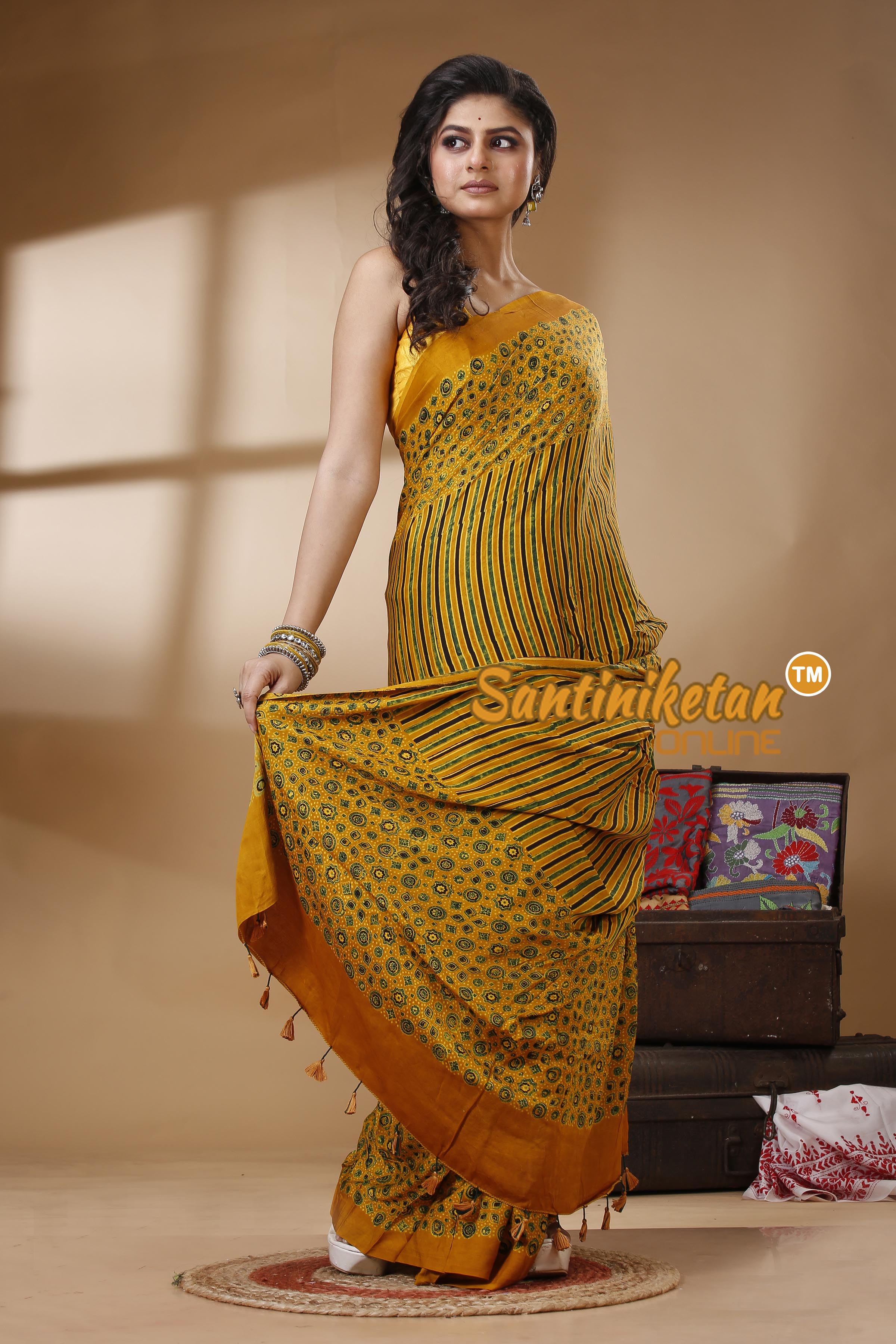 Ajrakh Hand Block On Modal Silk SN202523122