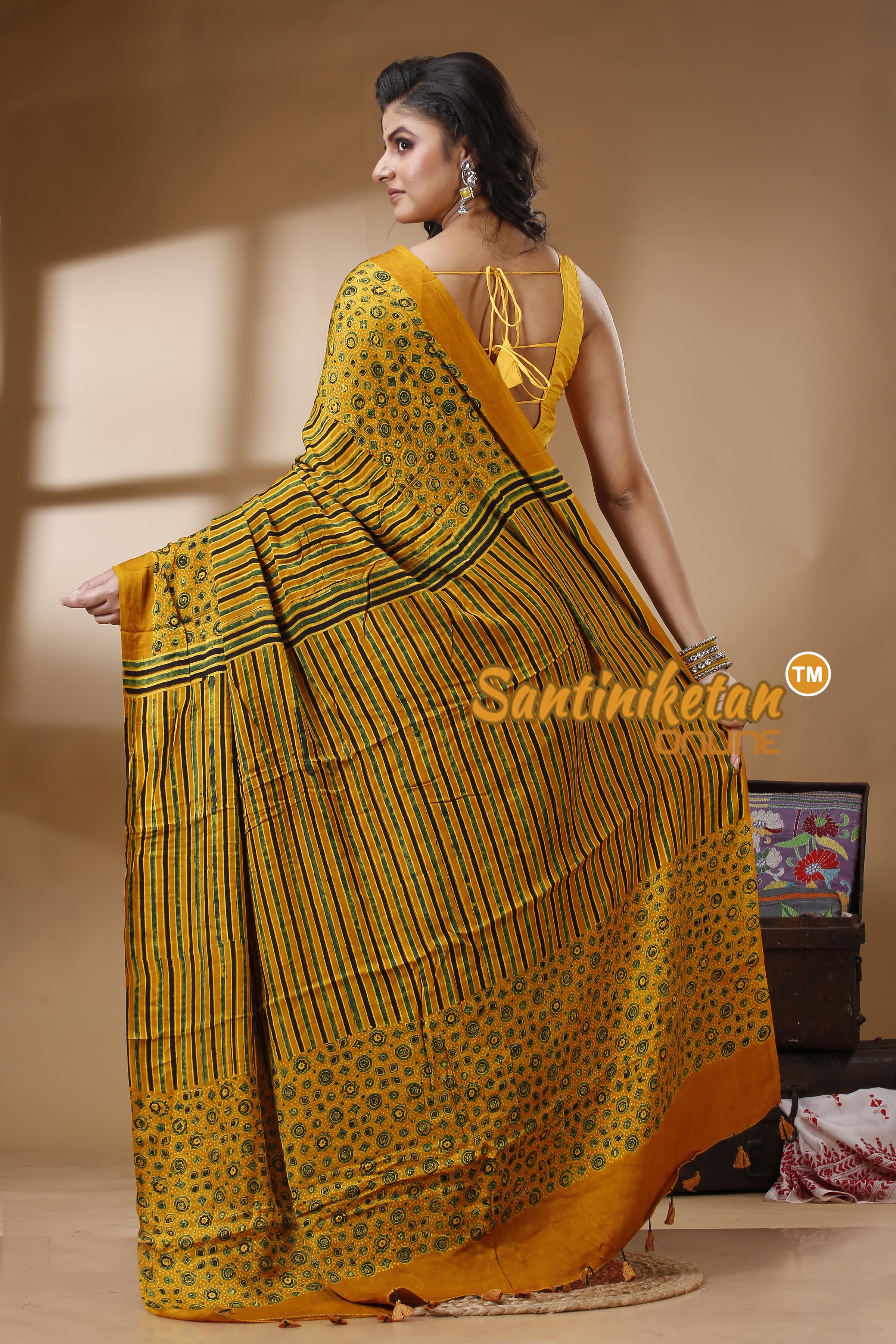 Ajrakh Hand Block On Modal Silk SN202523122