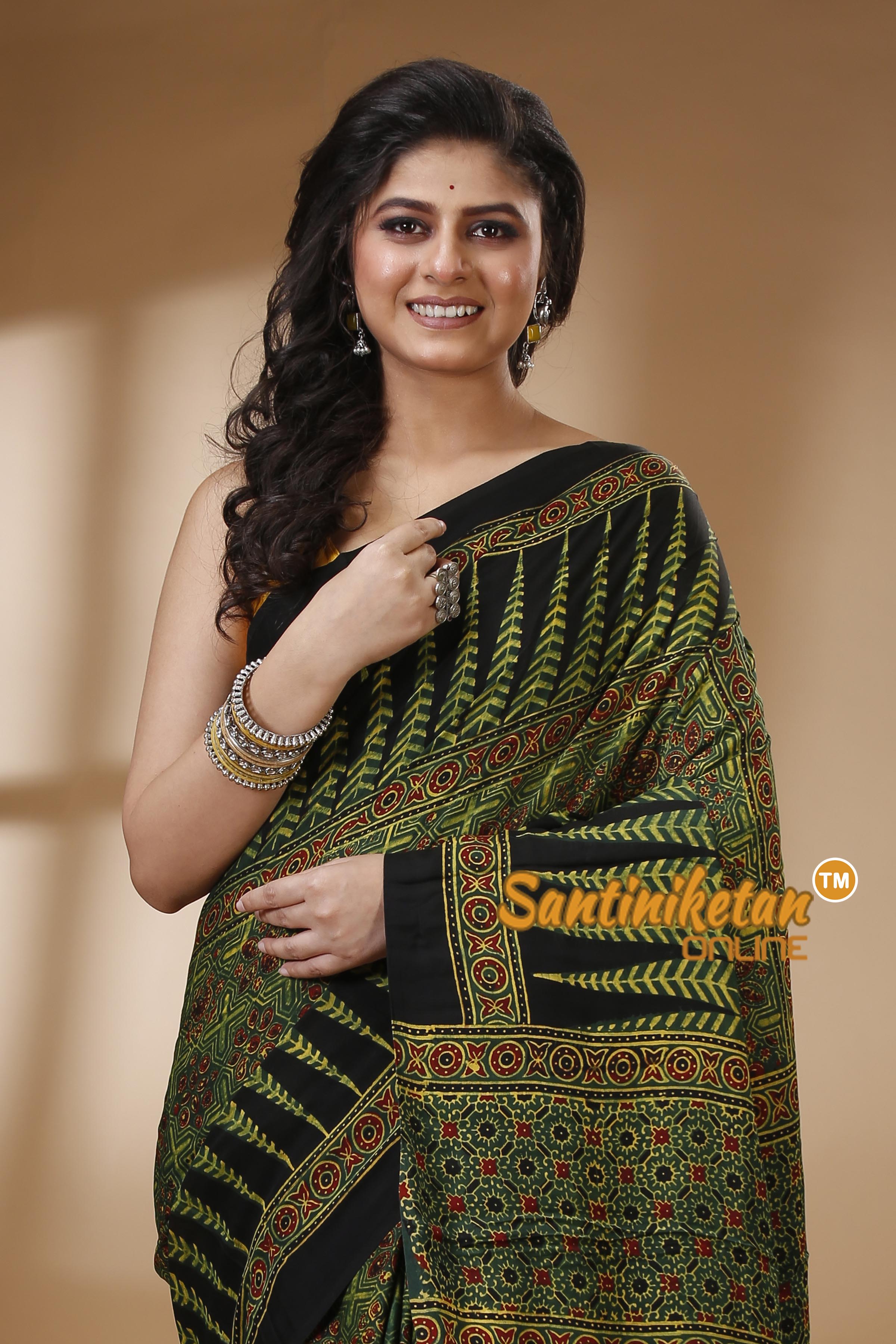 Ajrakh Hand Block On Modal Silk SN202523129