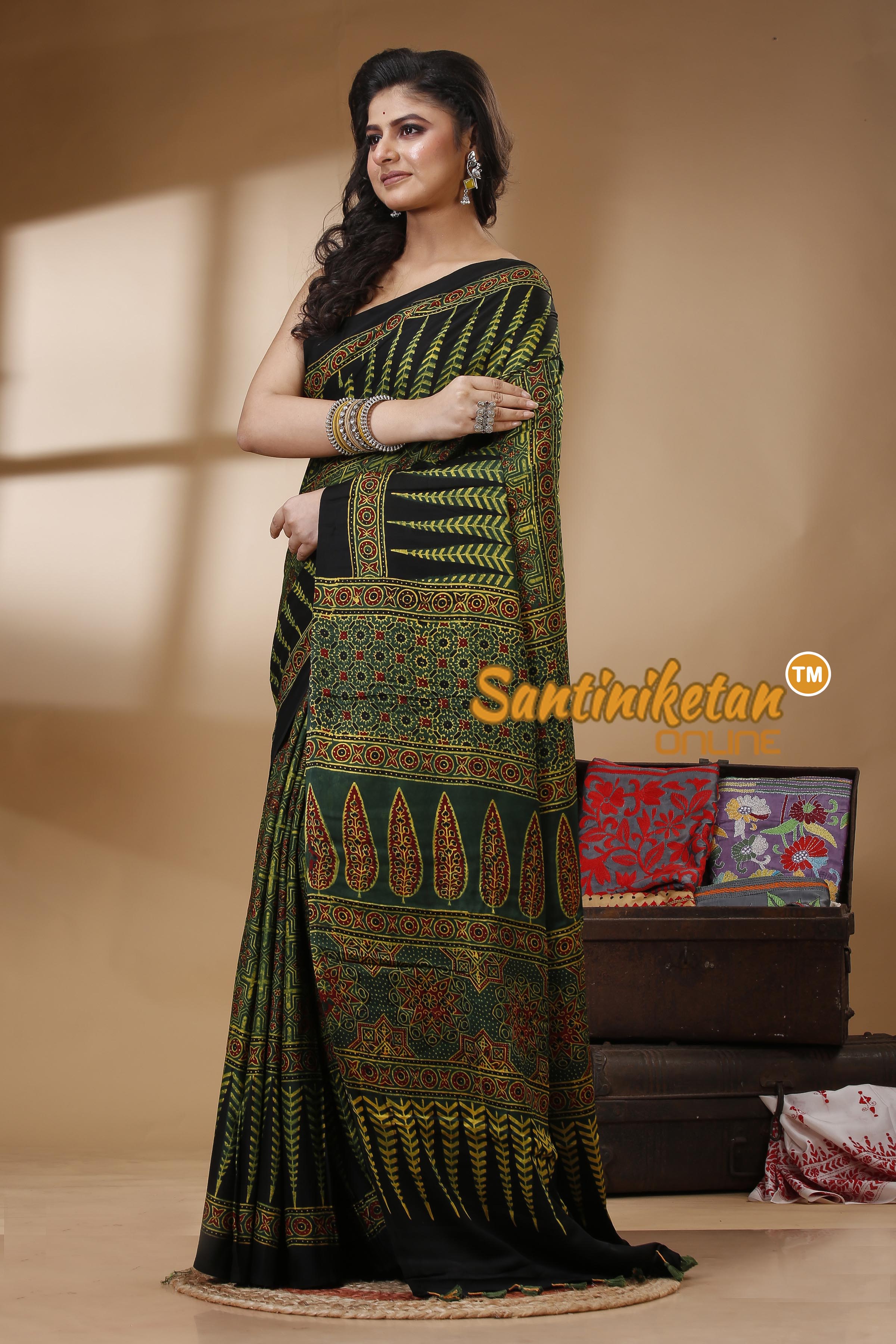 Ajrakh Hand Block On Modal Silk SN202523129