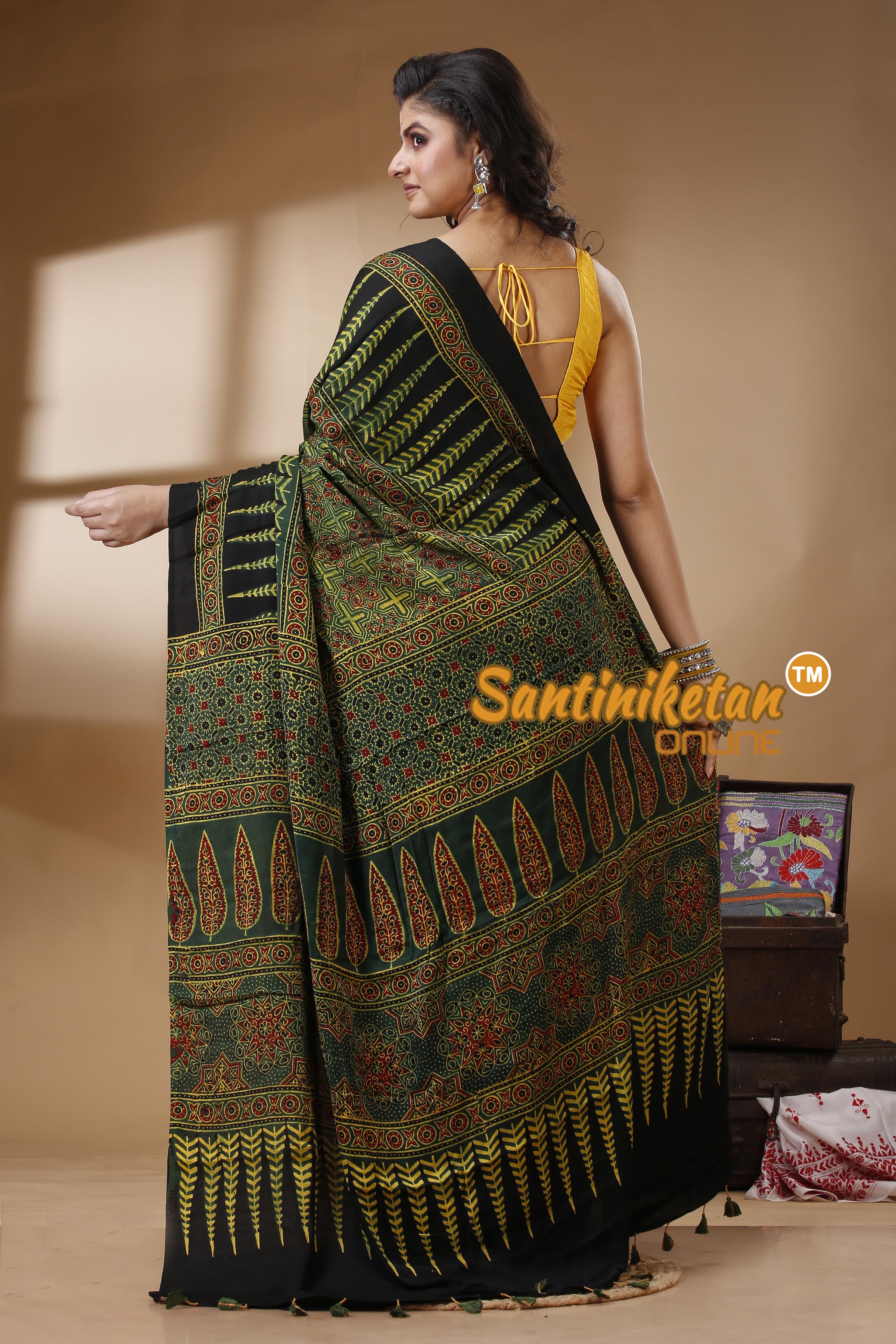 Ajrakh Hand Block On Modal Silk SN202523129