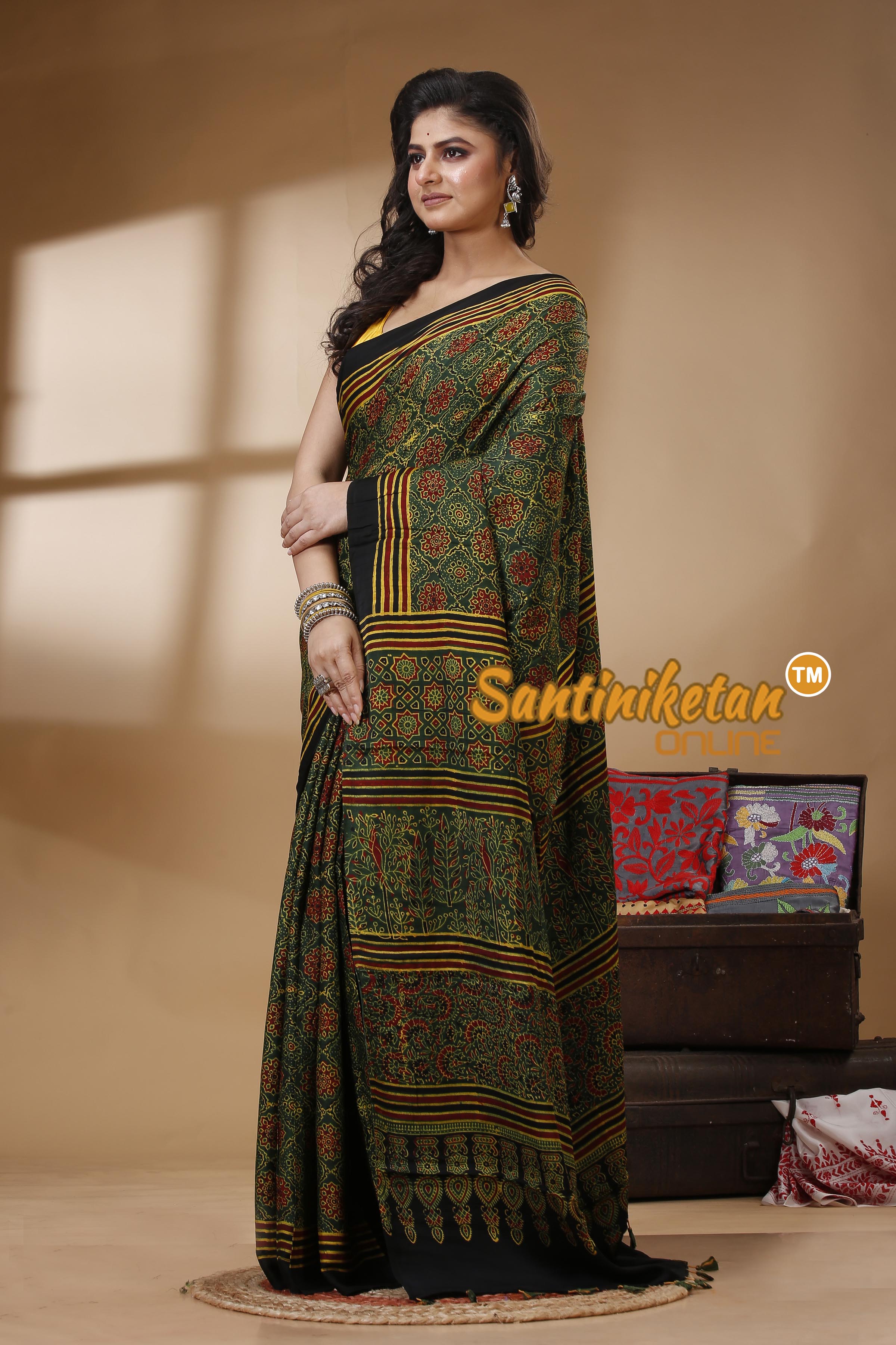 Ajrakh Hand Block On Modal Silk SN202523135
