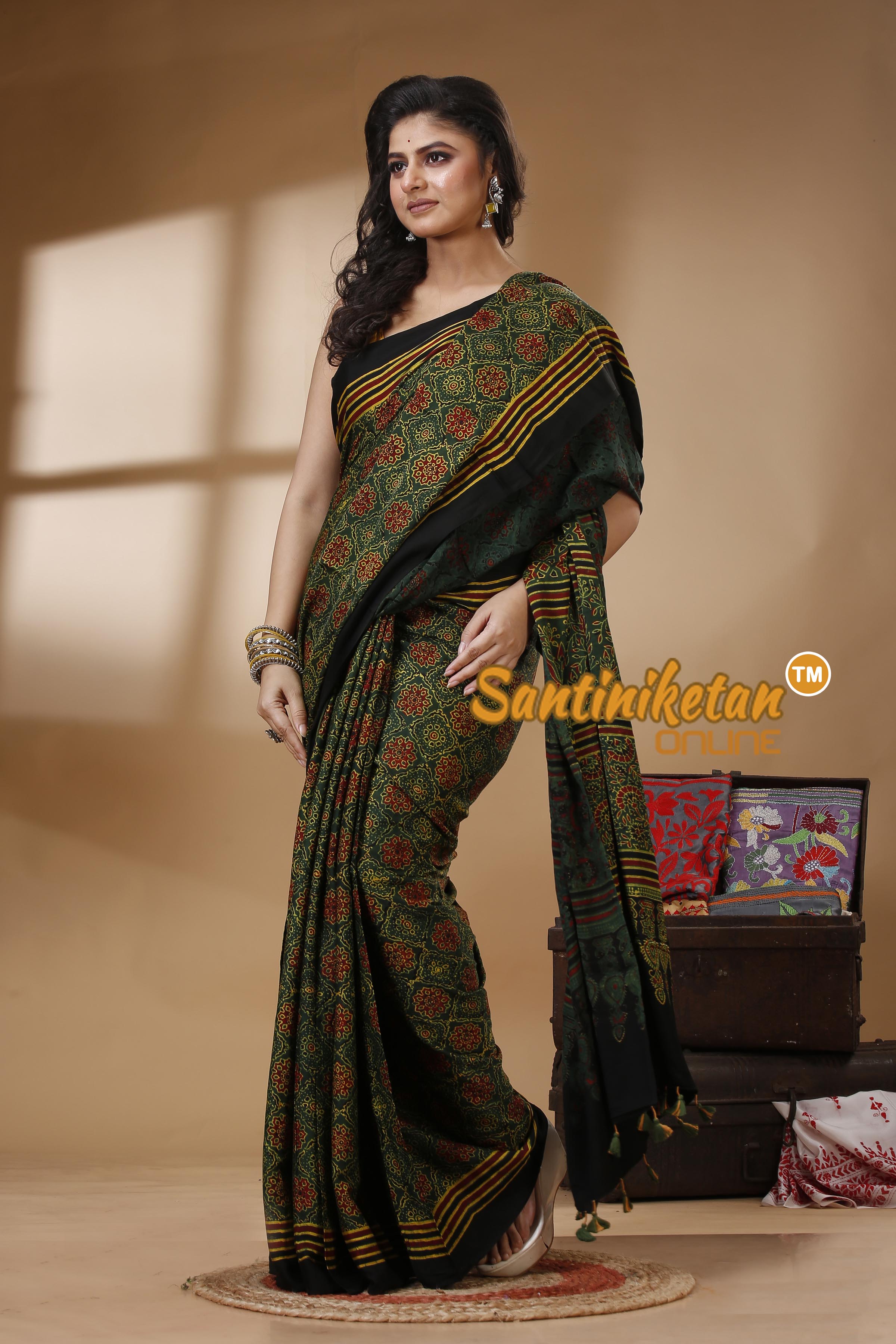 Ajrakh Hand Block On Modal Silk SN202523135