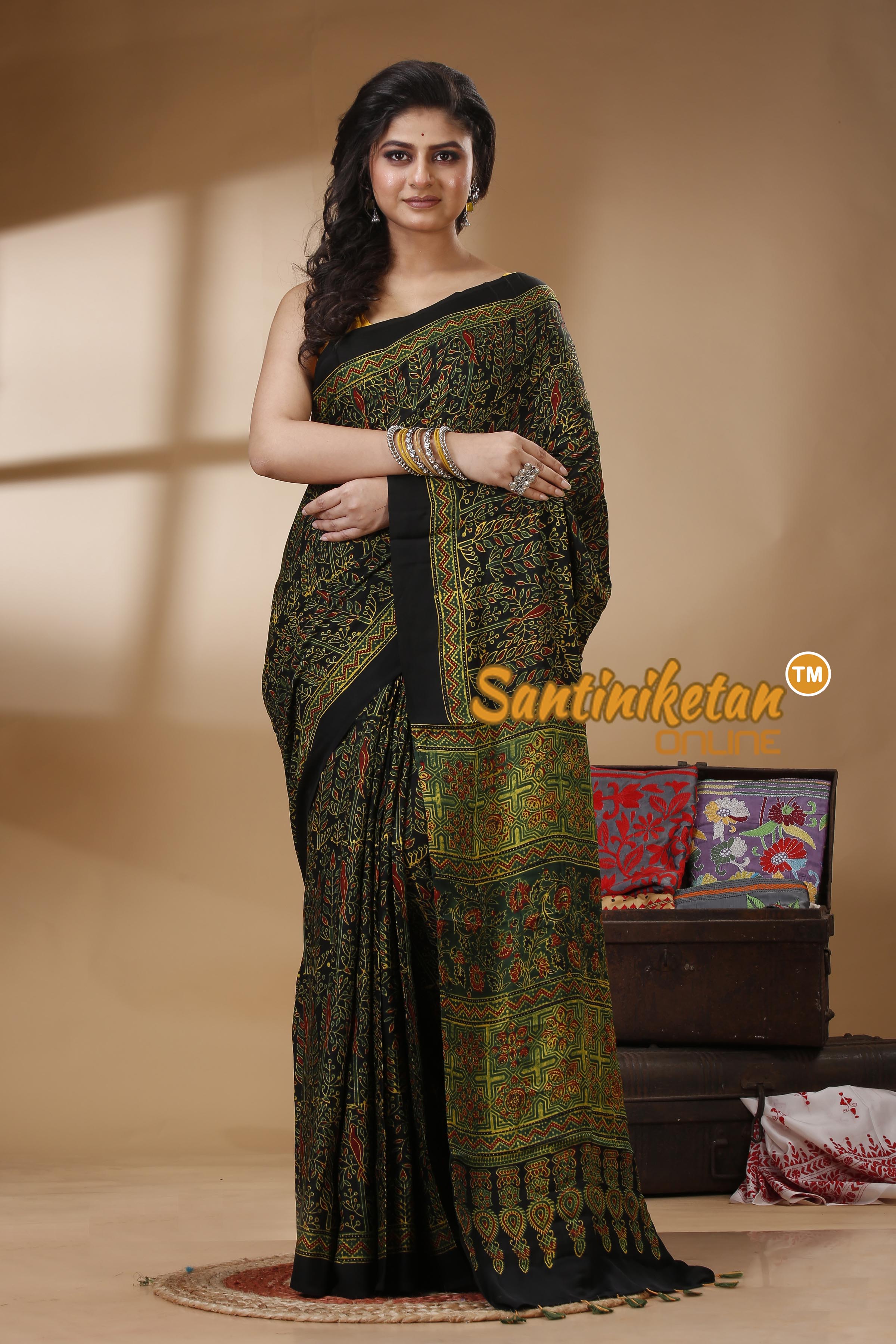 Ajrakh Hand Block On Modal Silk SN202523147