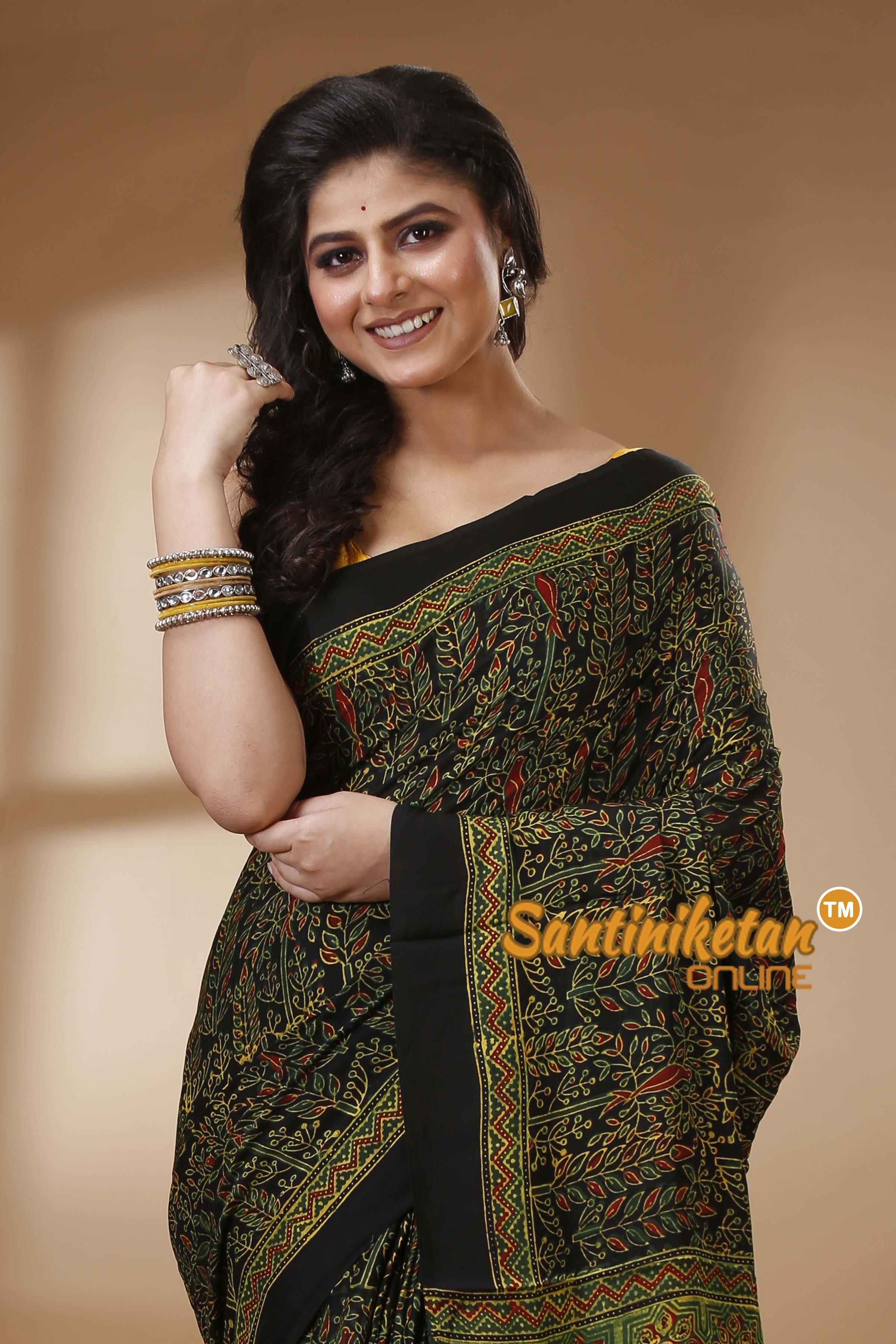 Ajrakh Hand Block On Modal Silk SN202523147