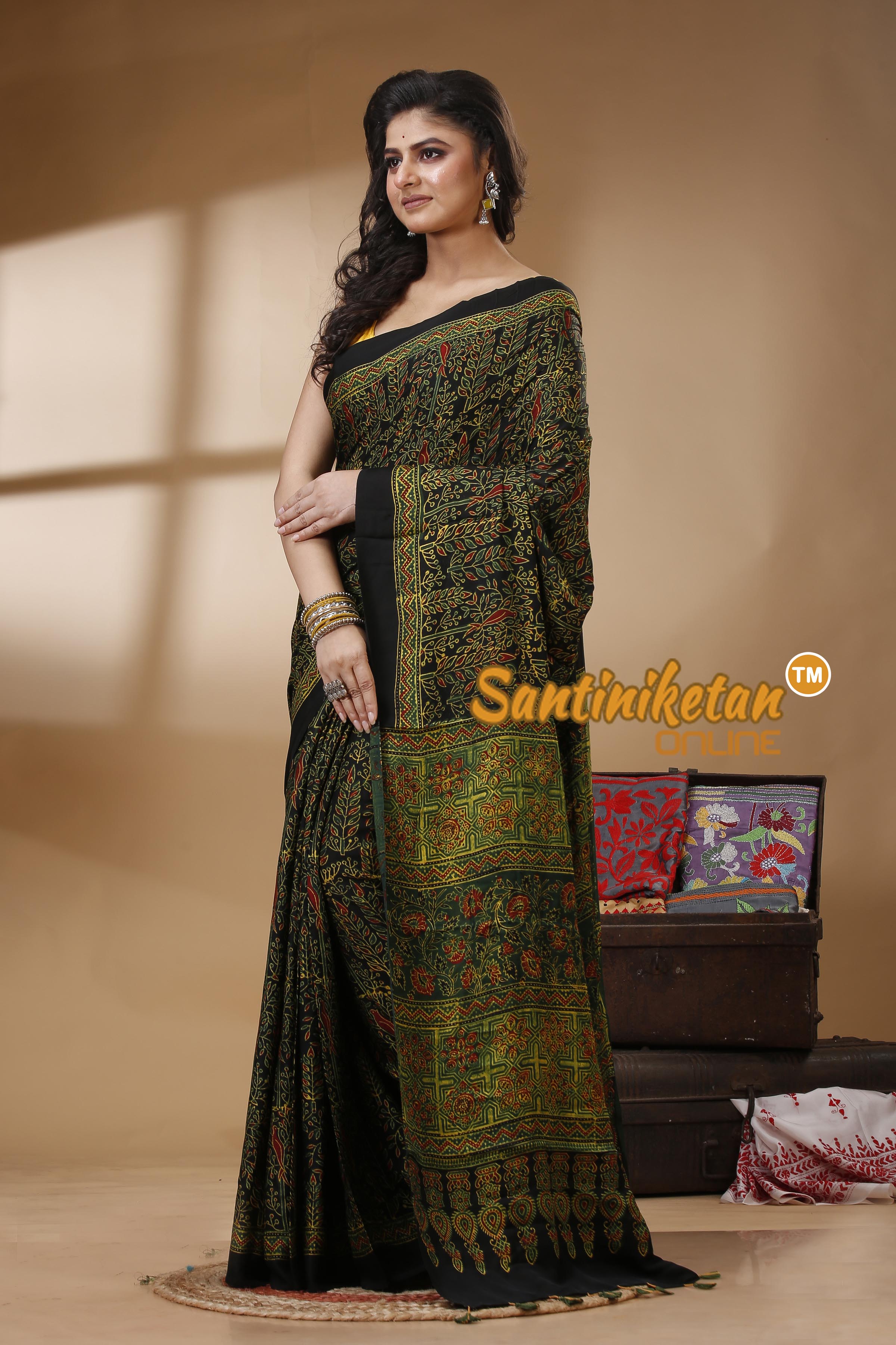 Ajrakh Hand Block On Modal Silk SN202523147