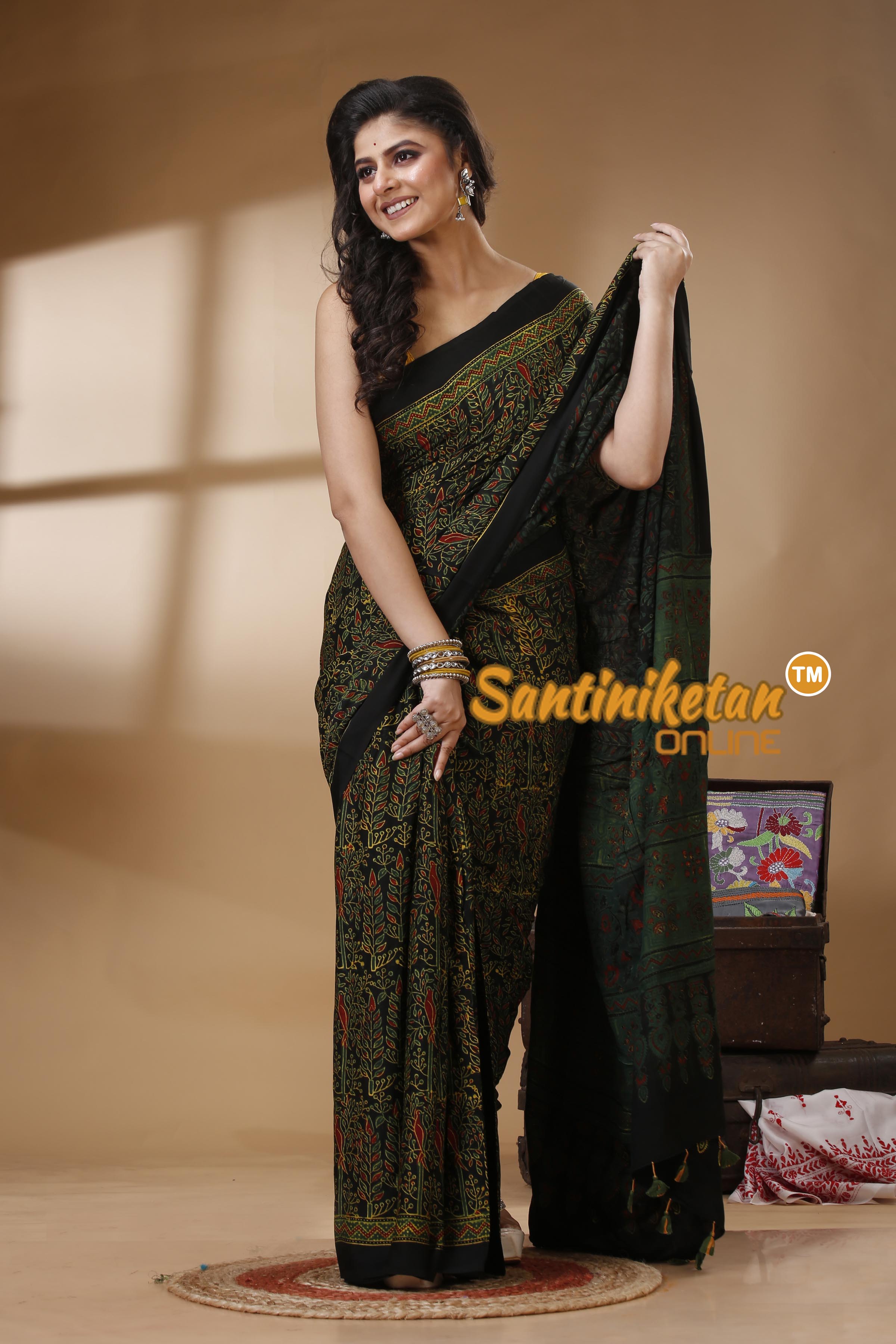 Ajrakh Hand Block On Modal Silk SN202523147