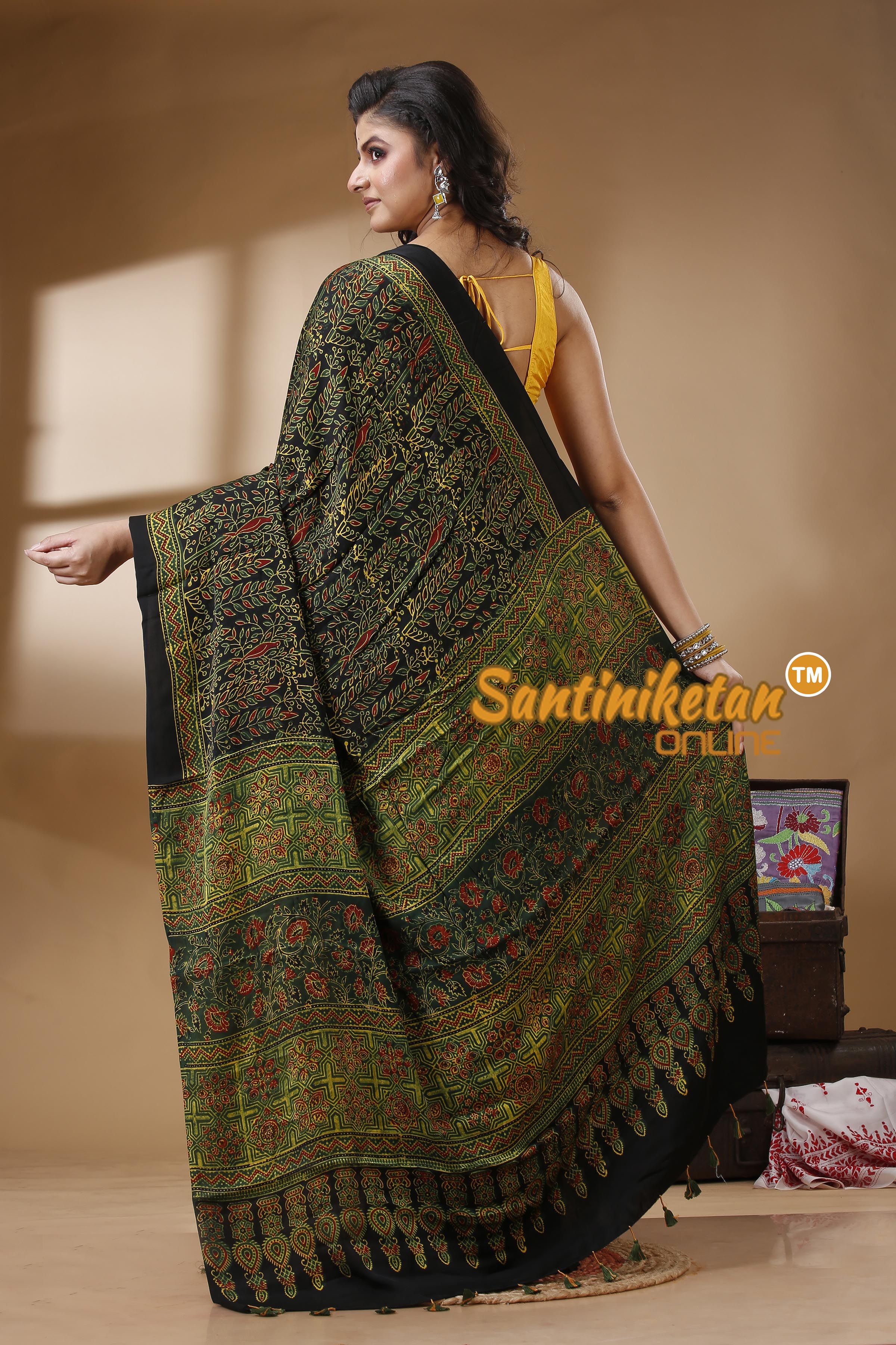 Ajrakh Hand Block On Modal Silk SN202523147