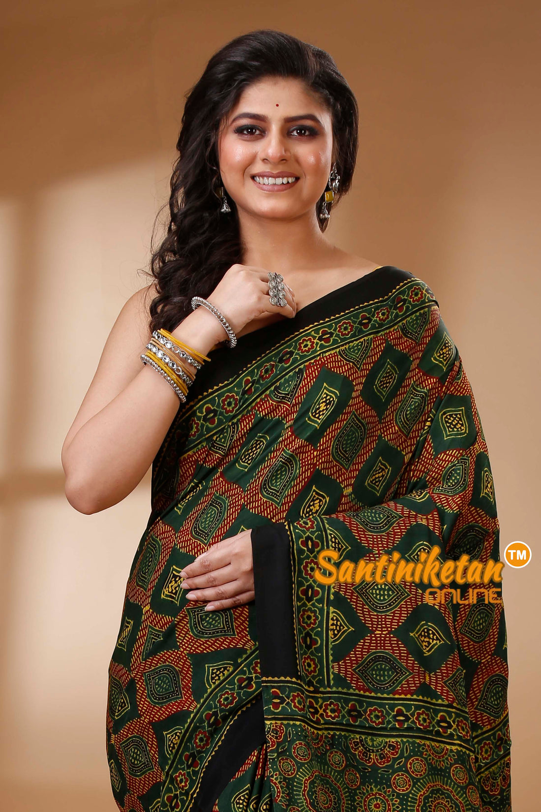 Ajrakh Hand Block On Modal Silk SN202523153