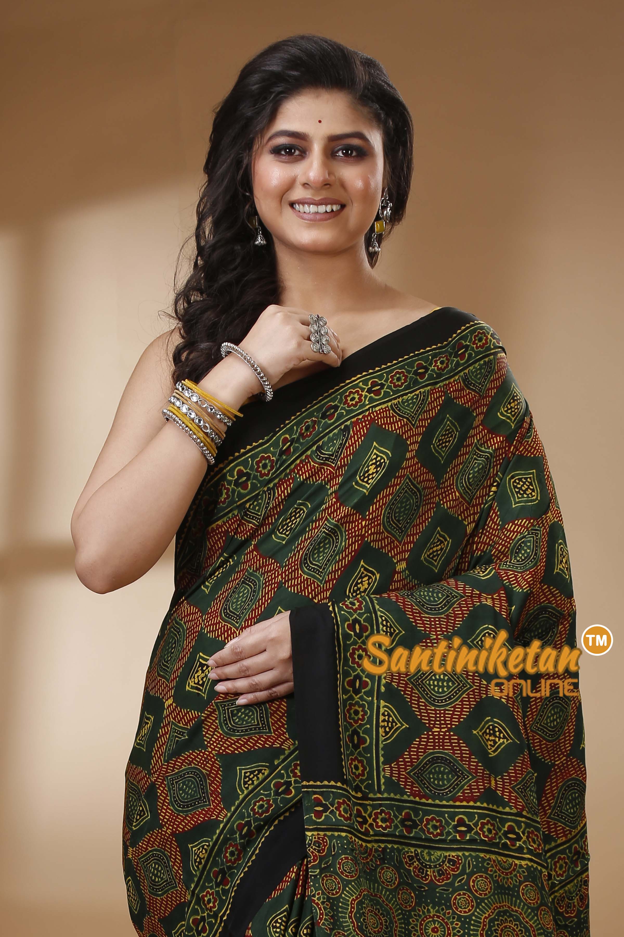Ajrakh Hand Block On Modal Silk SN202523153