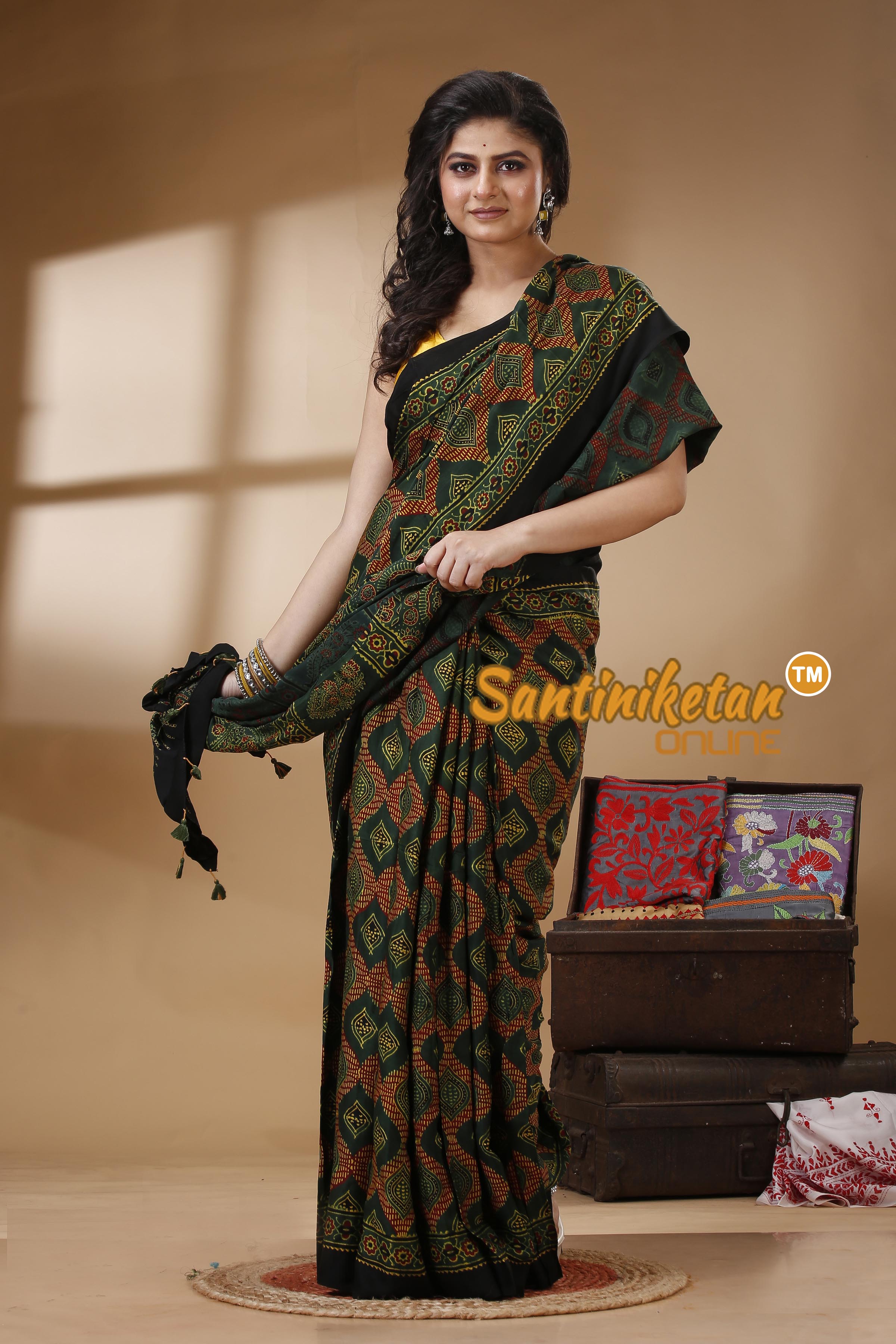 Ajrakh Hand Block On Modal Silk SN202523153