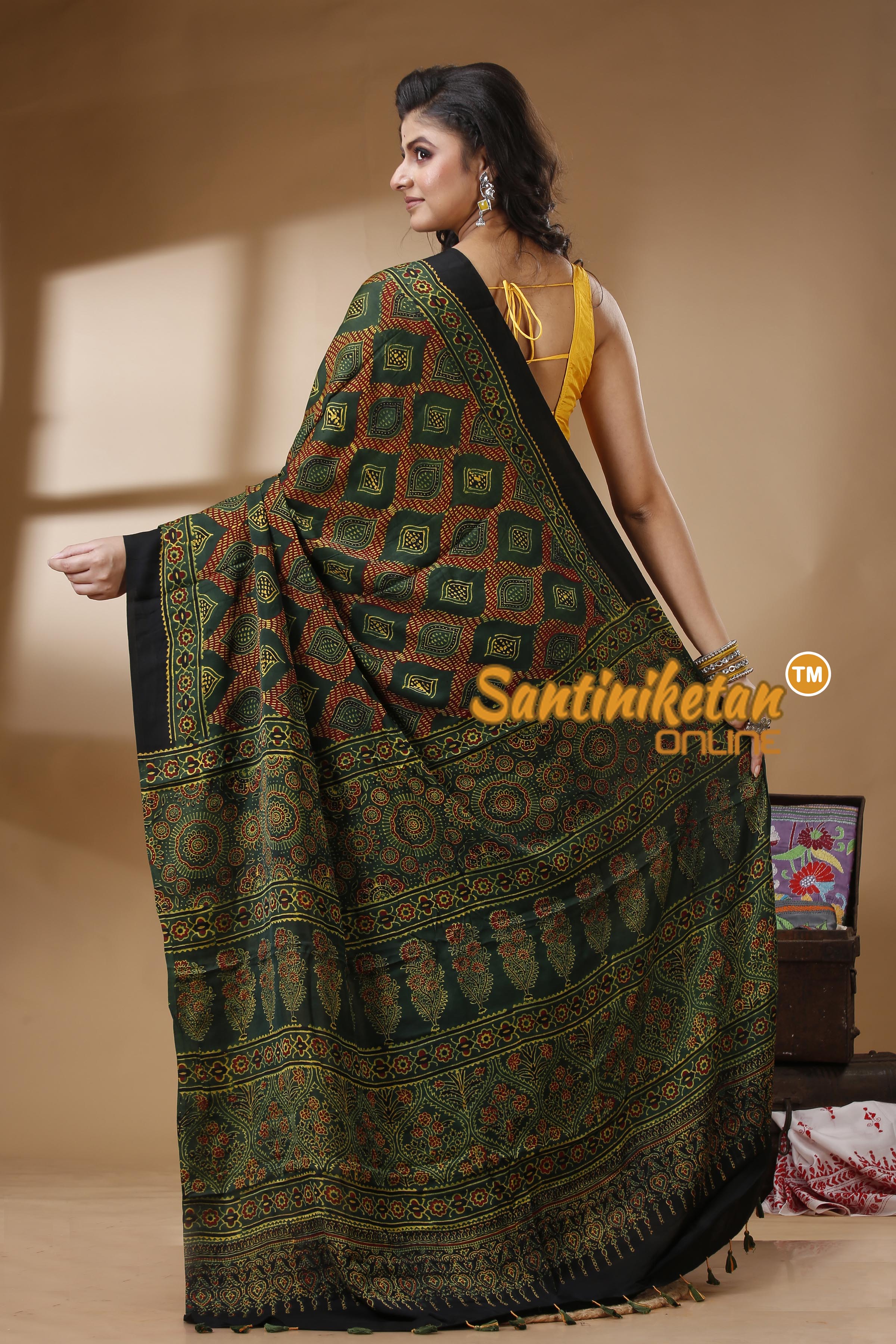 Ajrakh Hand Block On Modal Silk SN202523153