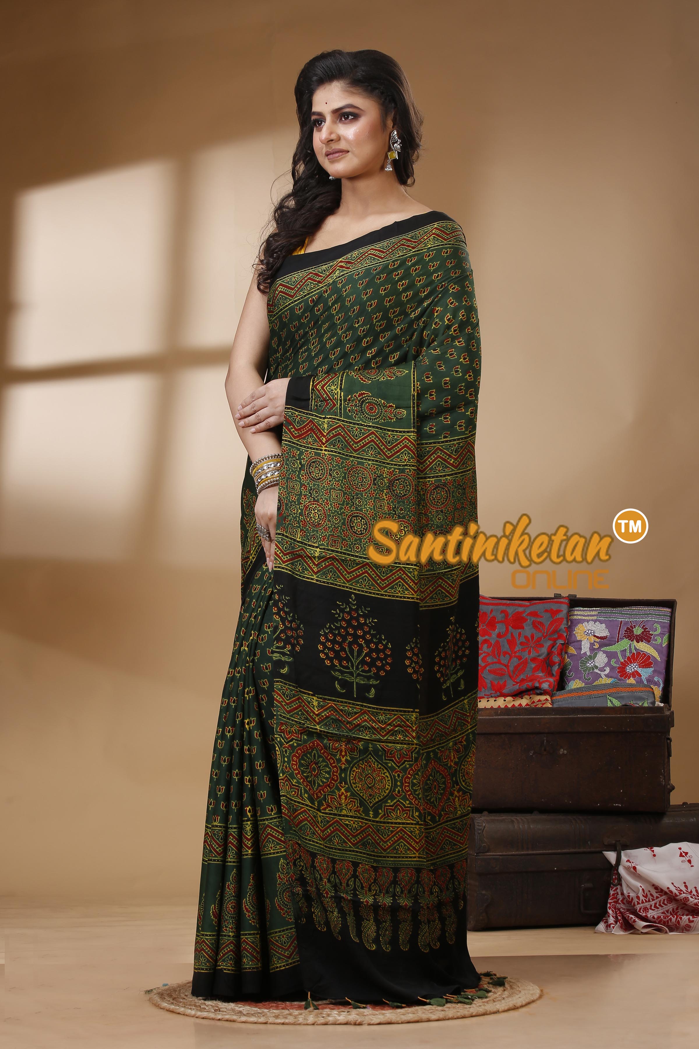 Ajrakh Hand Block On Modal Silk SN202523159
