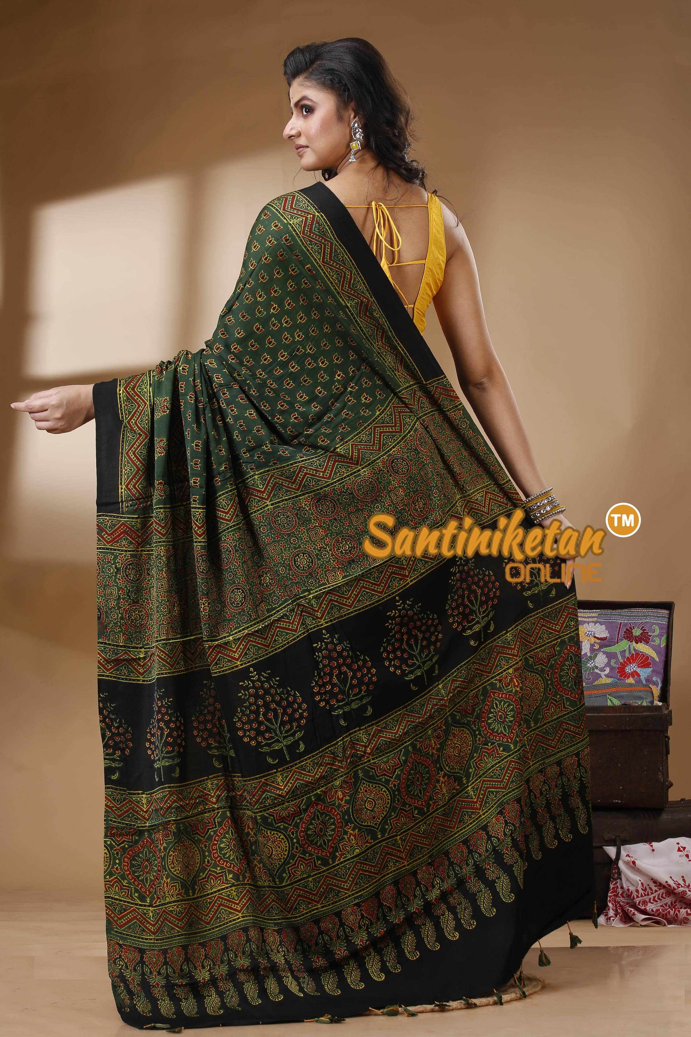 Ajrakh Hand Block On Modal Silk SN202523159