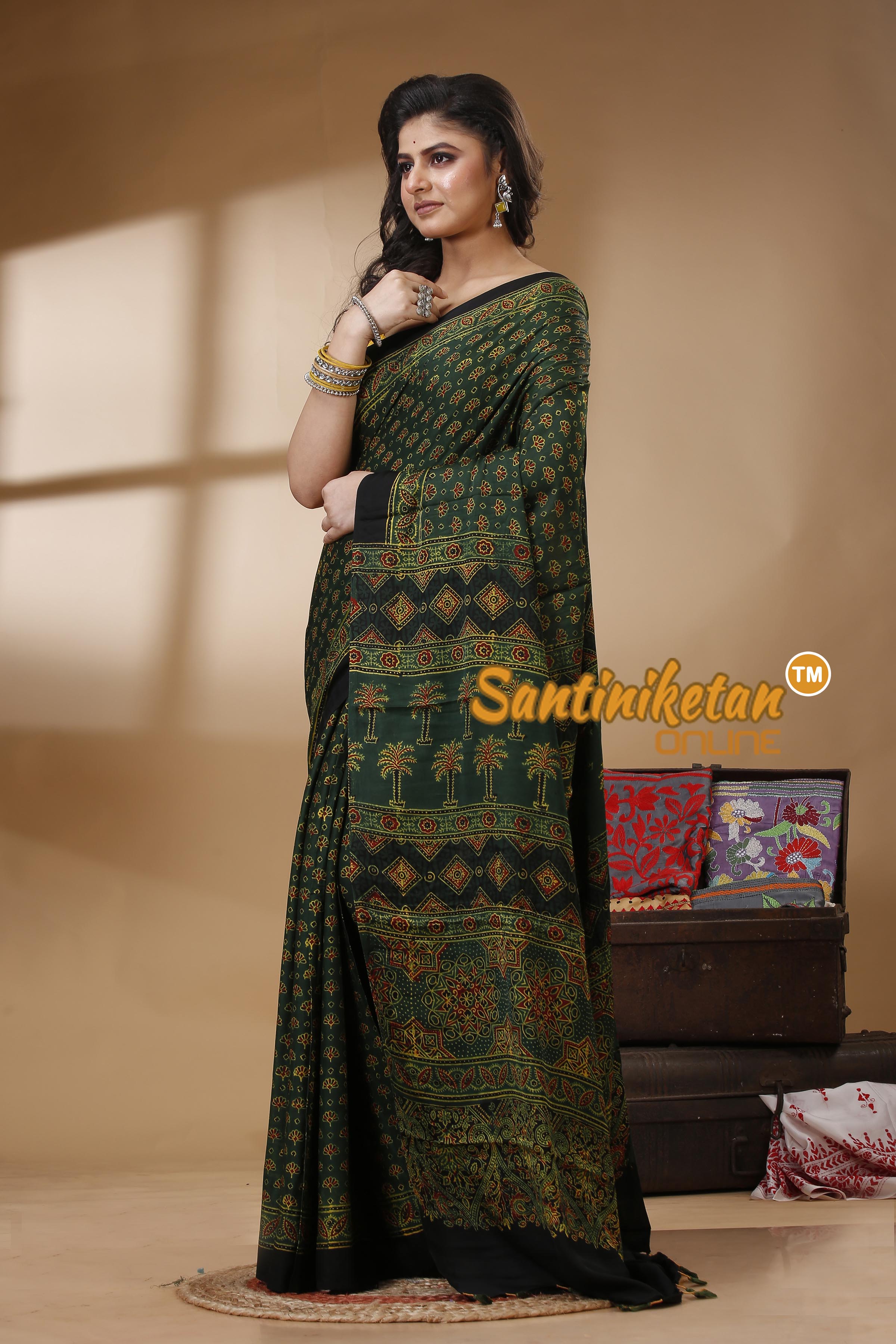 Ajrakh Hand Block On Modal Silk SN202523165