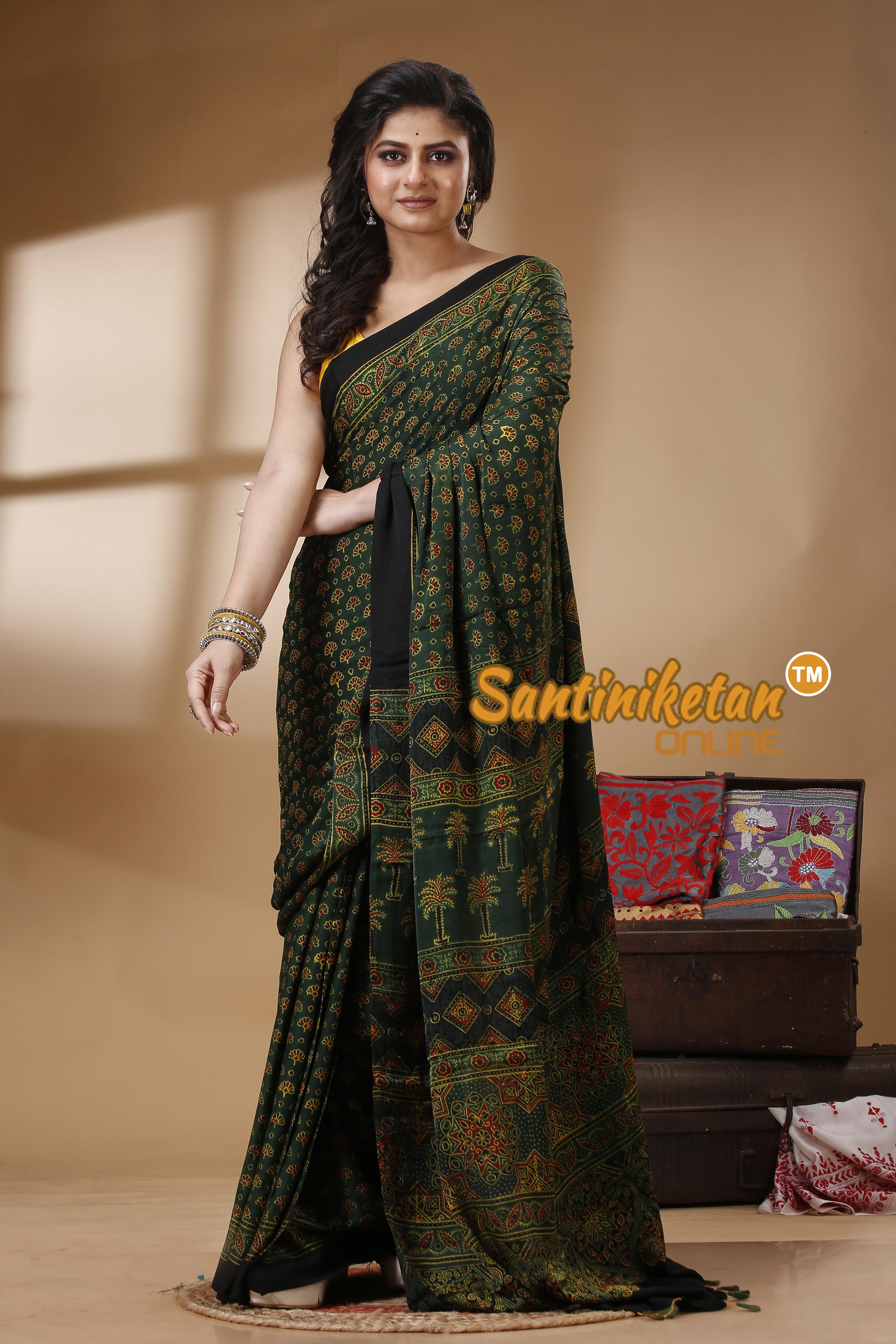 Ajrakh Hand Block On Modal Silk SN202523165
