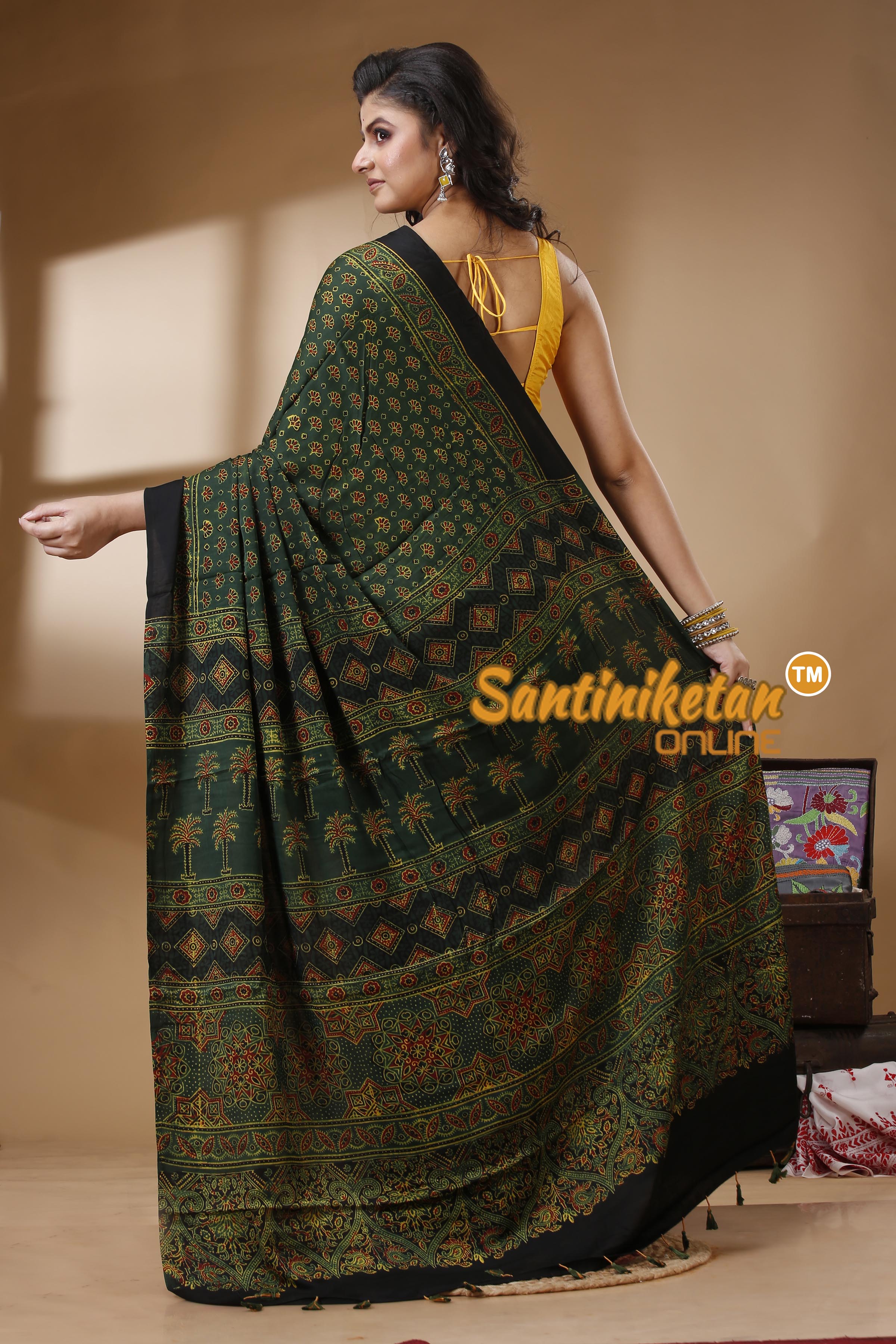 Ajrakh Hand Block On Modal Silk SN202523165