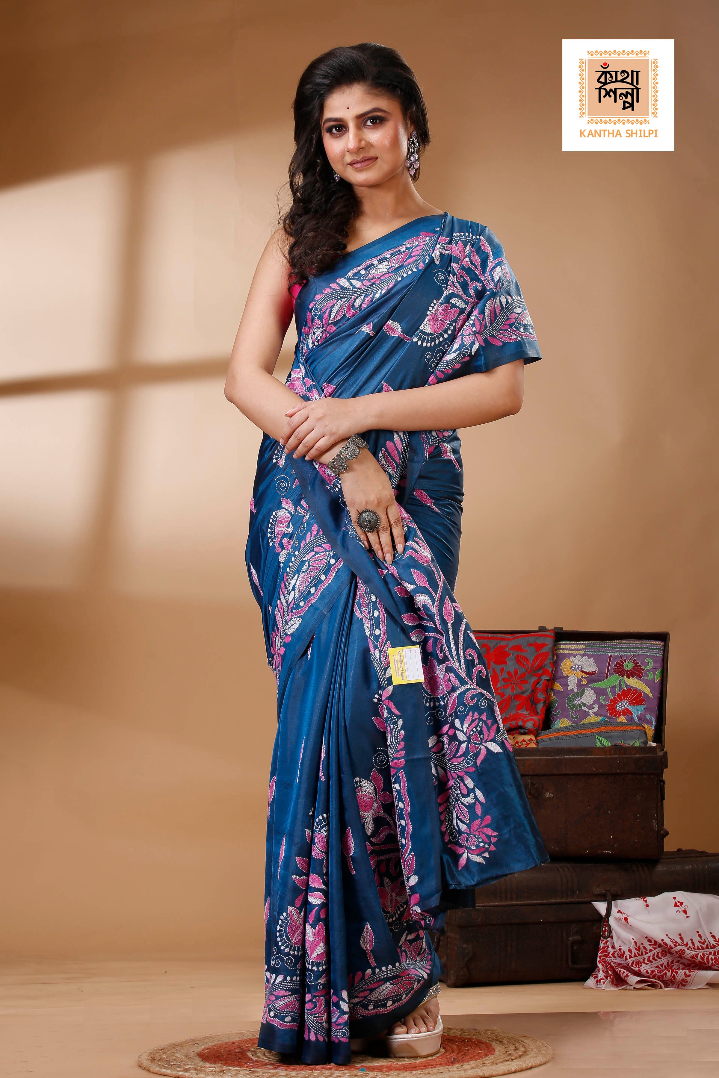 Bangalore Silk Kantha Stitch Saree SN202523237