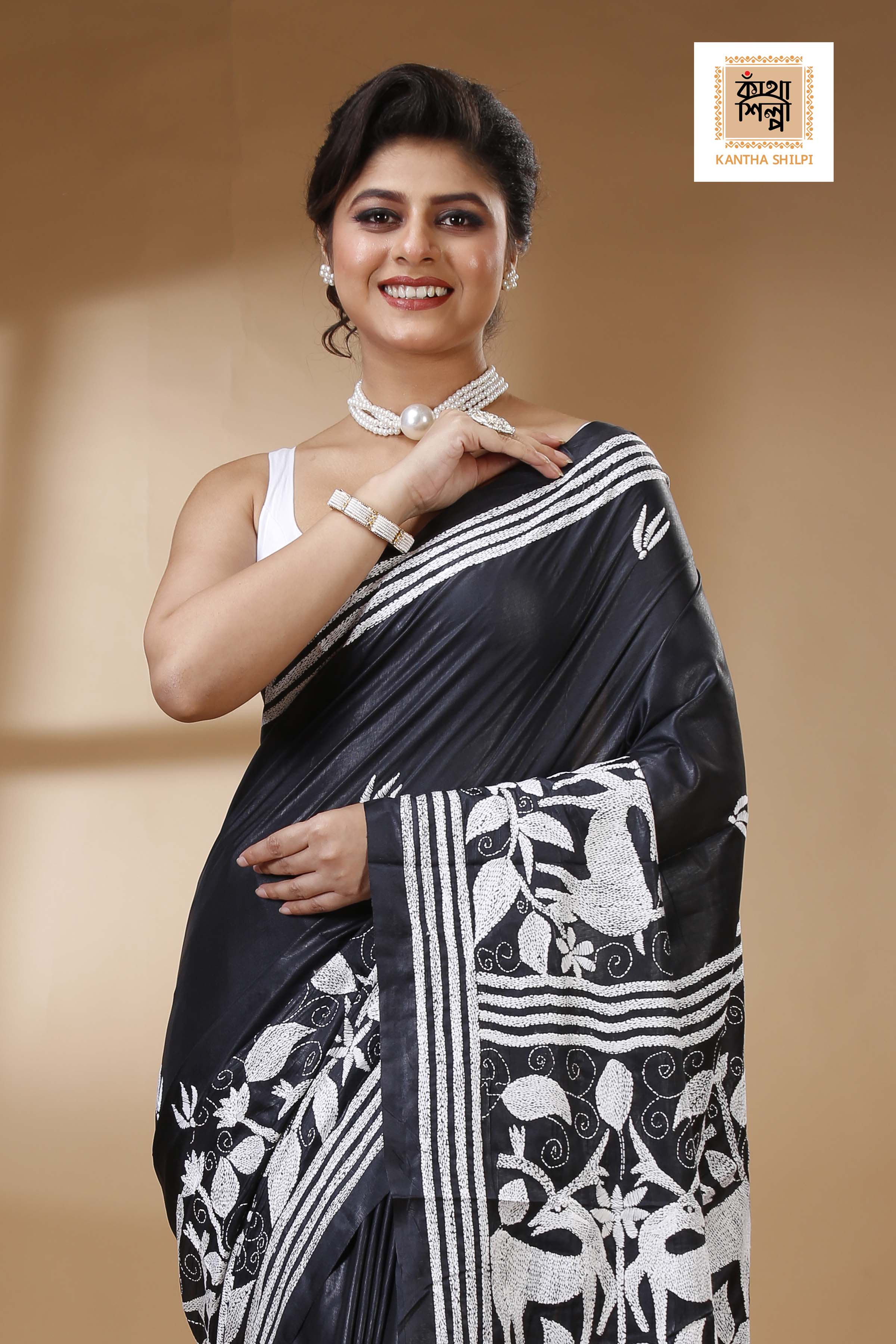 Bangalore Silk Kantha Stitch Saree SN202523261