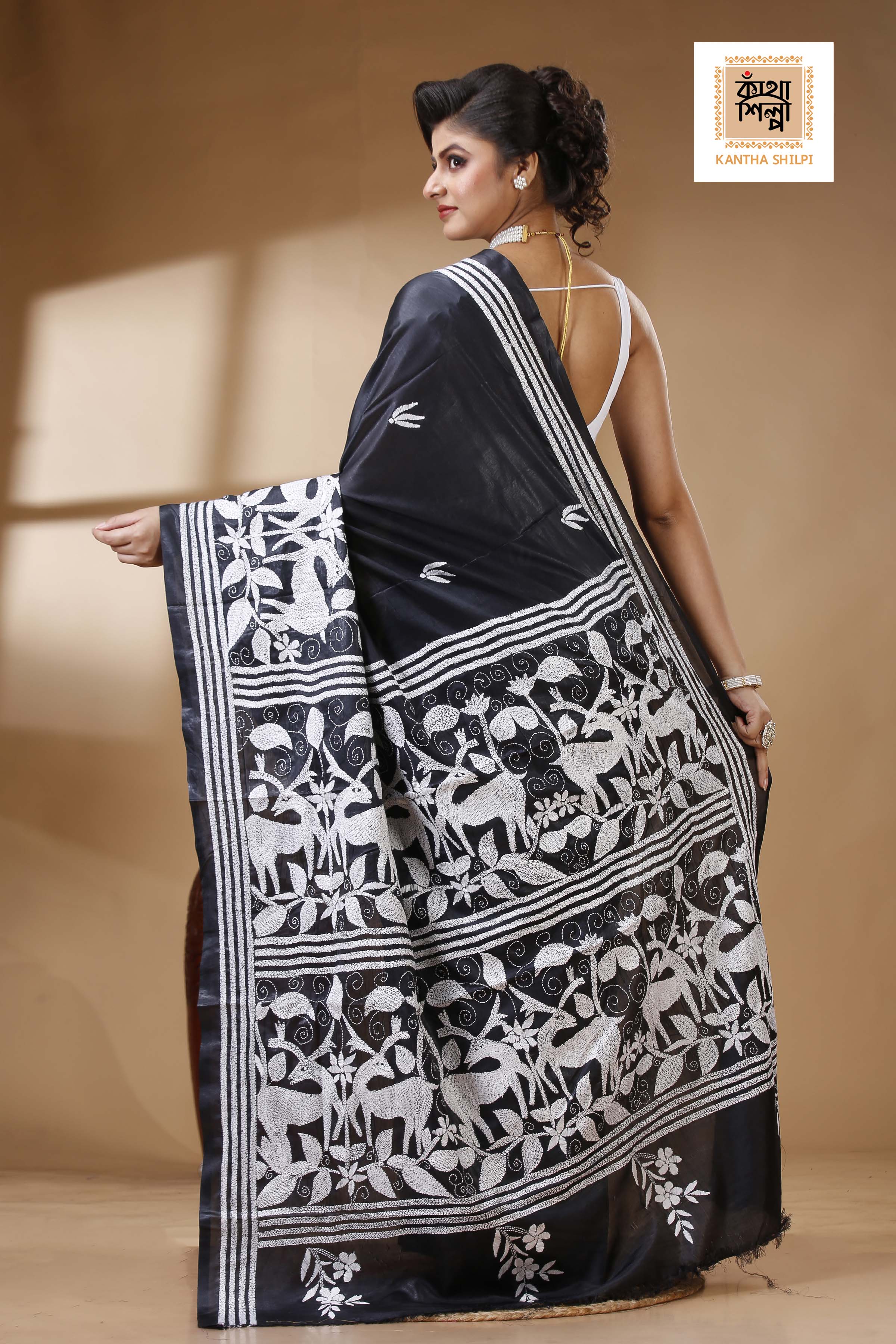 Bangalore Silk Kantha Stitch Saree SN202523261
