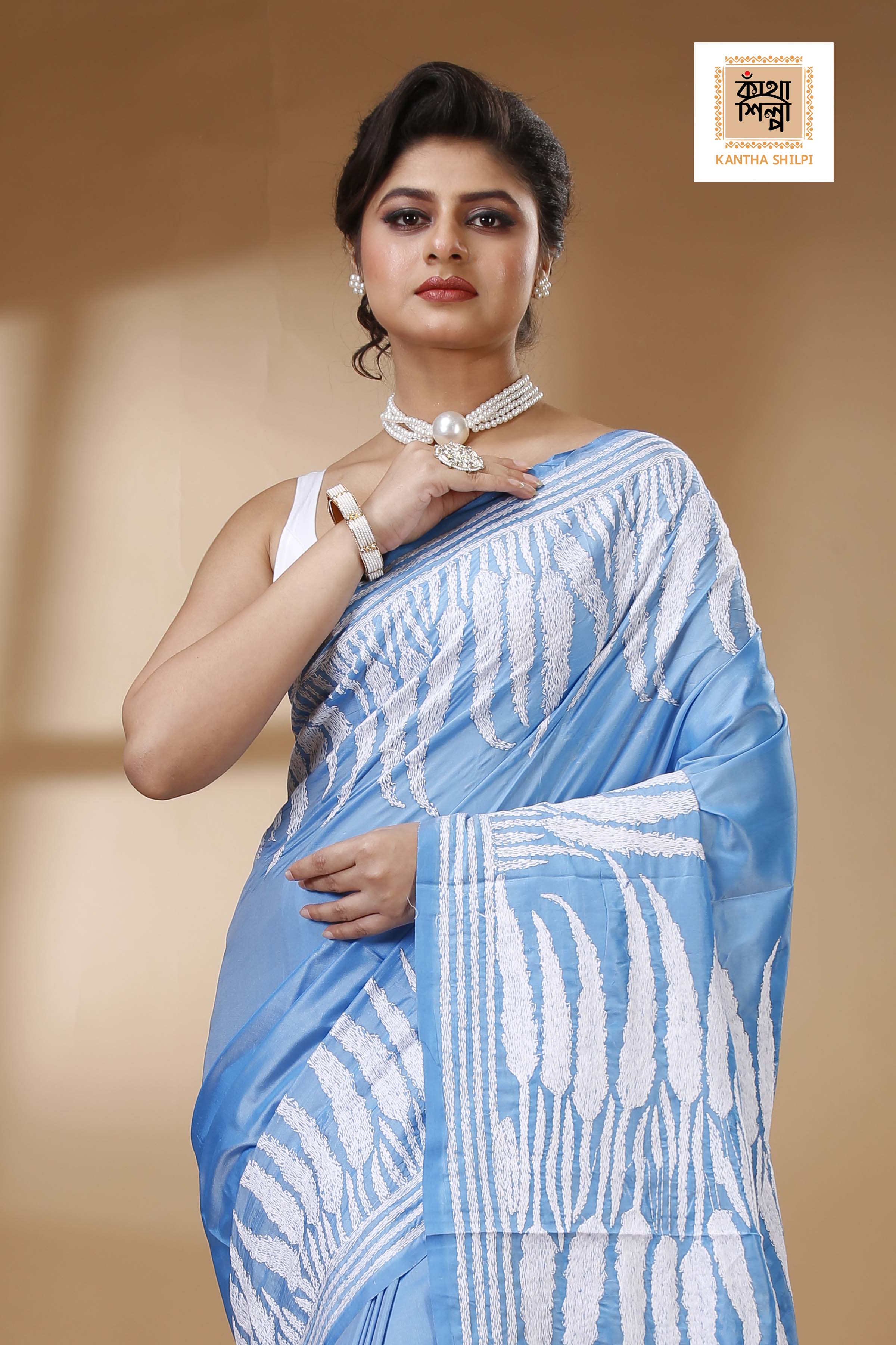 Bangalore Silk Kantha Stitch Saree SN202523267