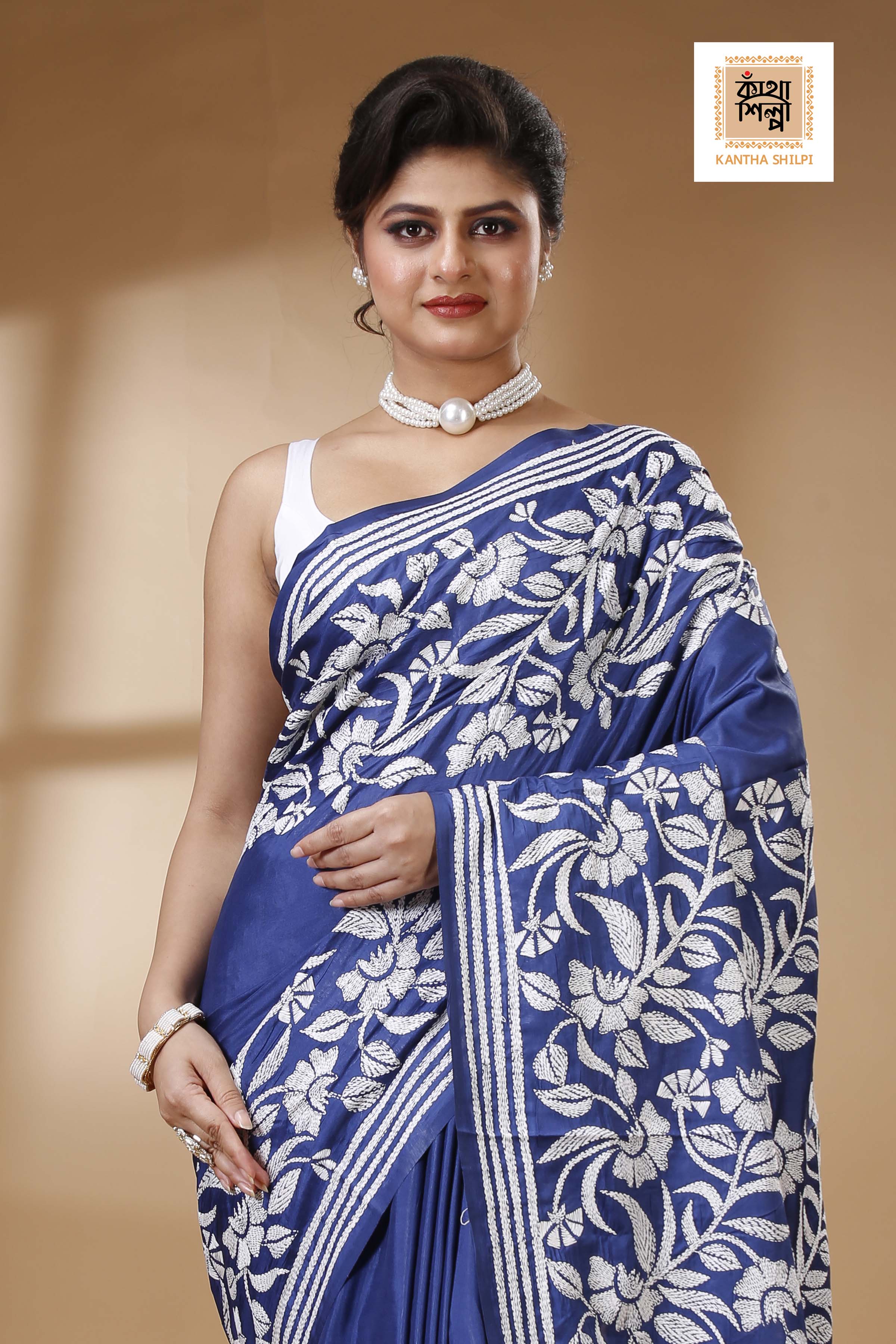 Bangalore Silk Kantha Stitch Saree SN202523273