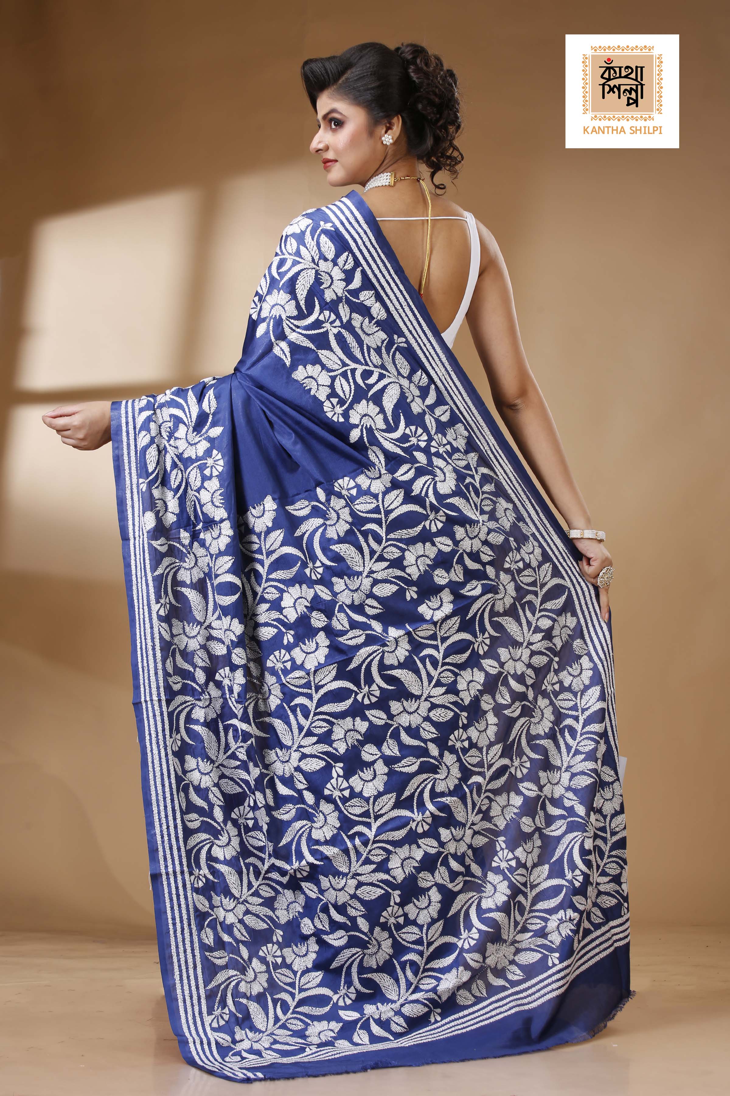Bangalore Silk Kantha Stitch Saree SN202523273