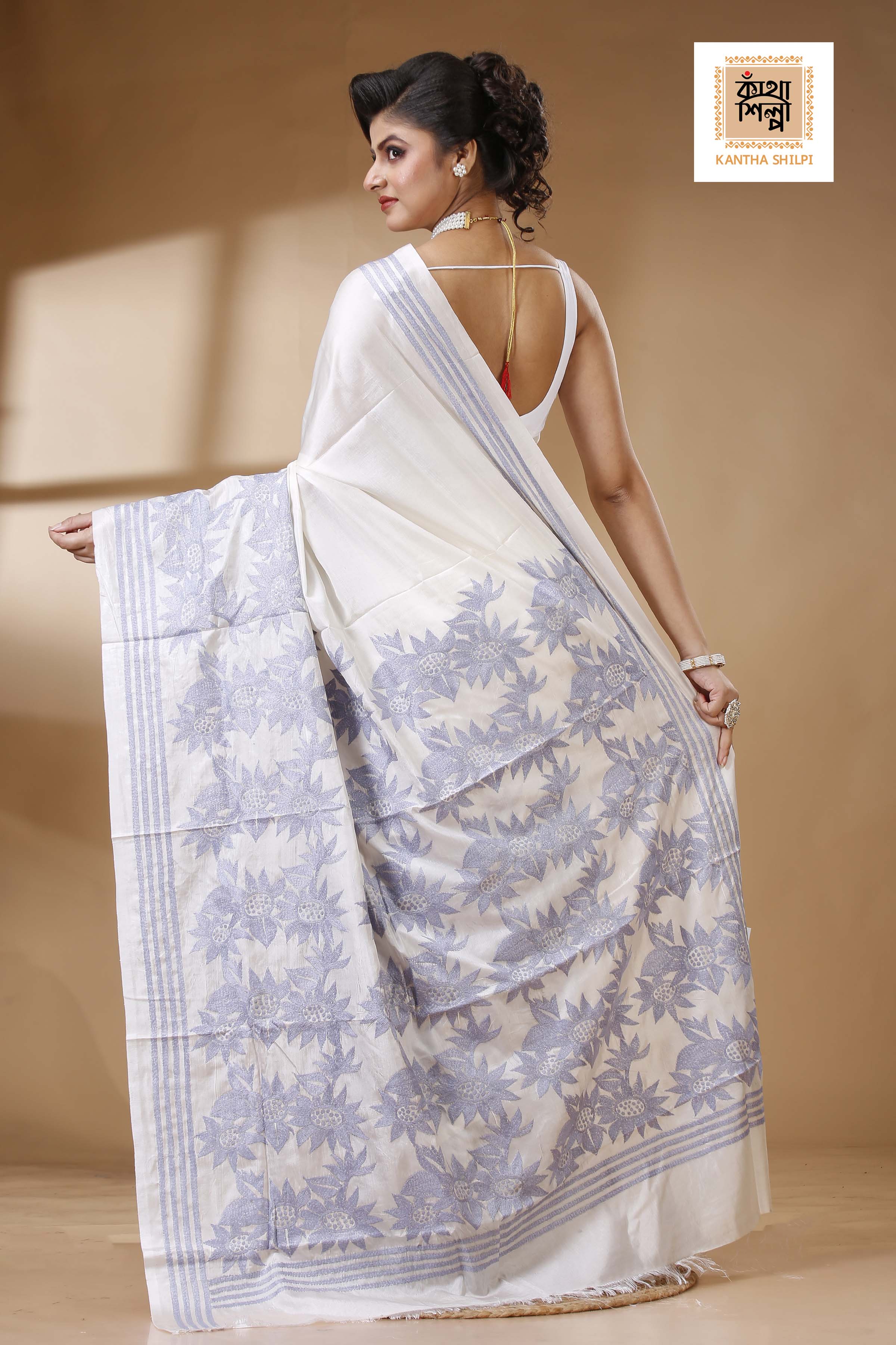 Bangalore Silk Kantha Stitch Saree SN202523279