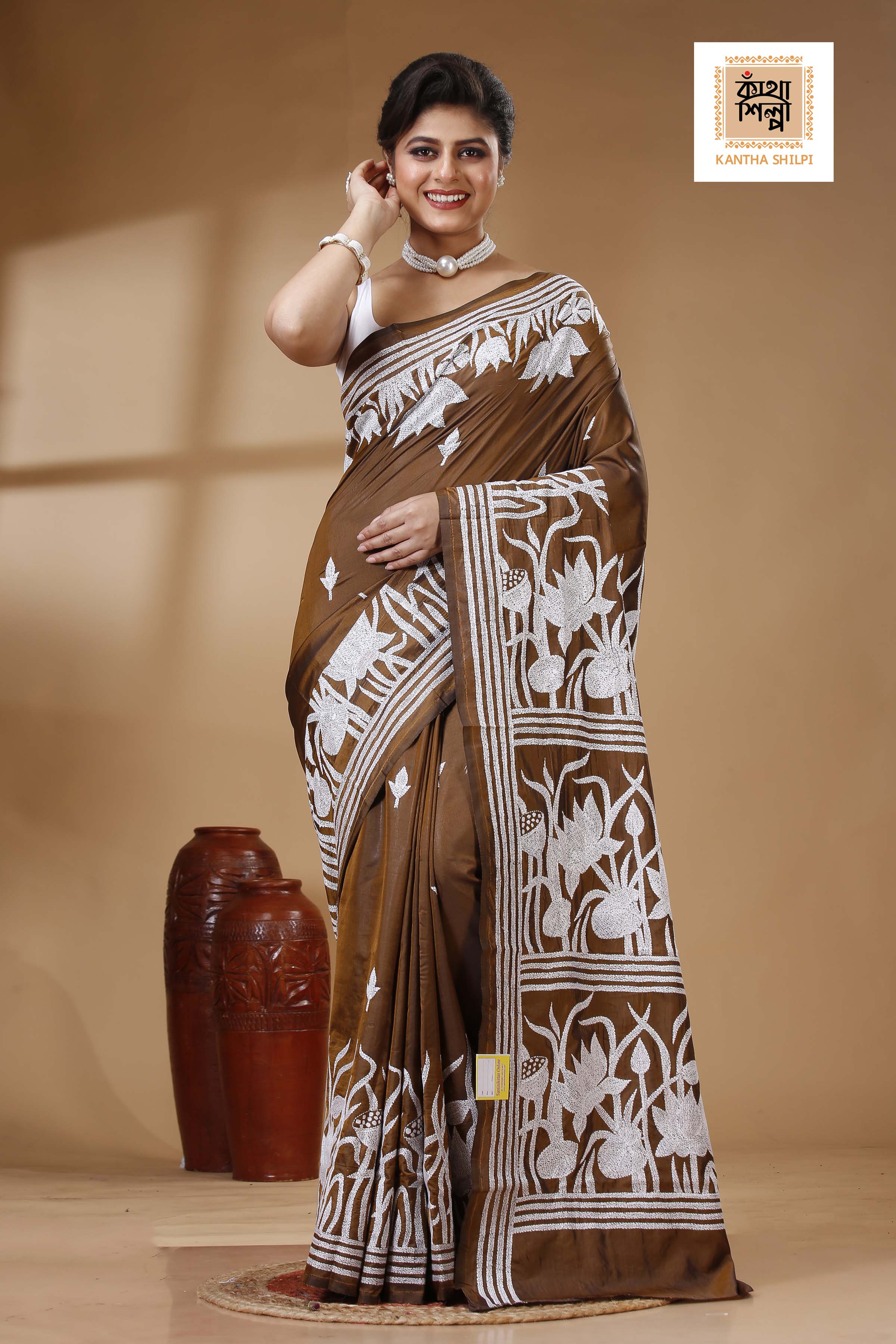 Bangalore Silk Kantha Stitch Saree SN202523310