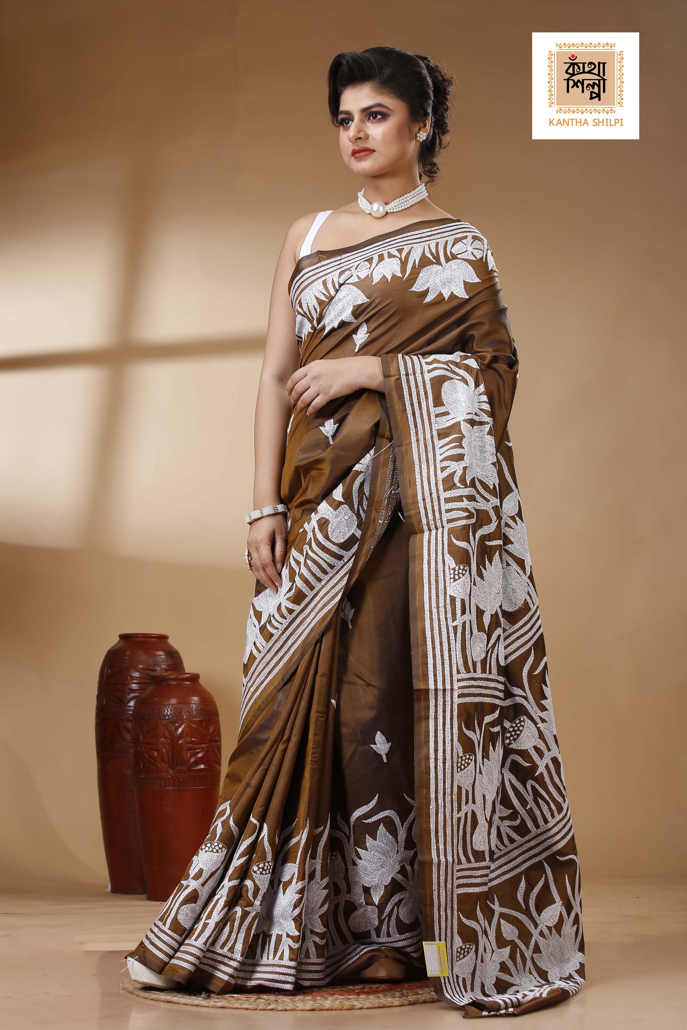 Bangalore Silk Kantha Stitch Saree SN202523310