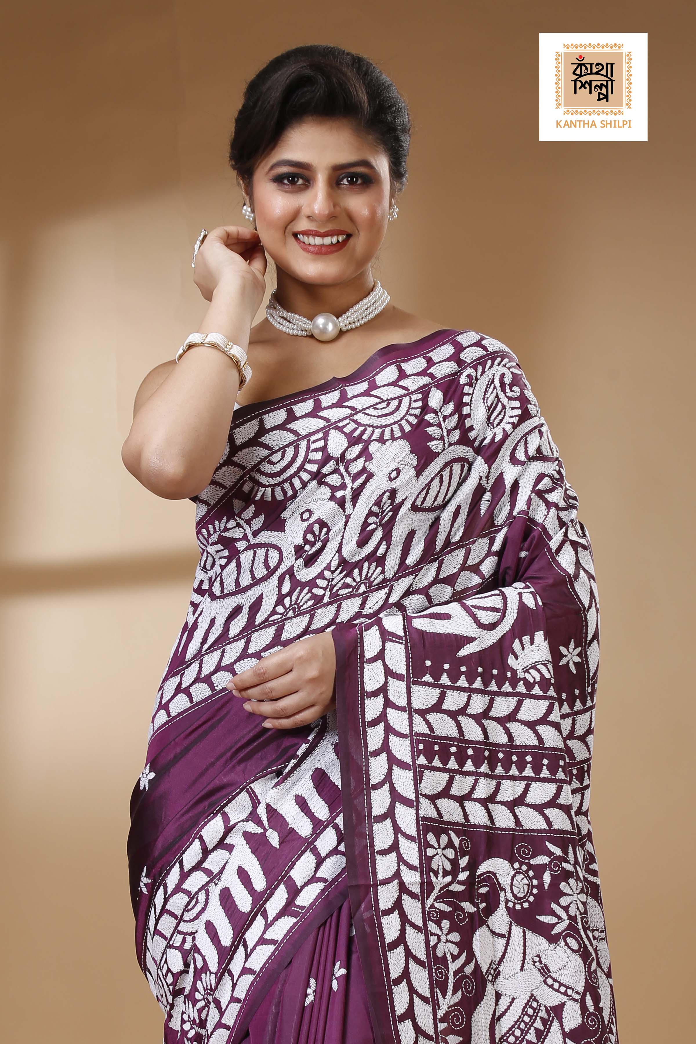 Bangalore Silk Kantha Stitch Saree SN202523316