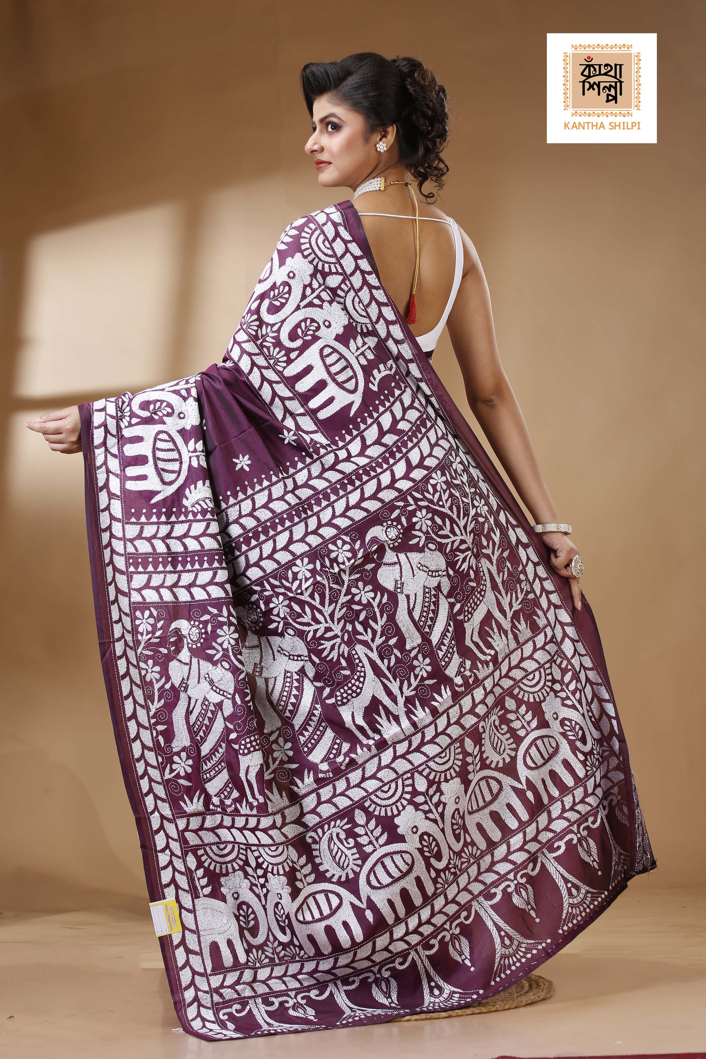 Bangalore Silk Kantha Stitch Saree SN202523316