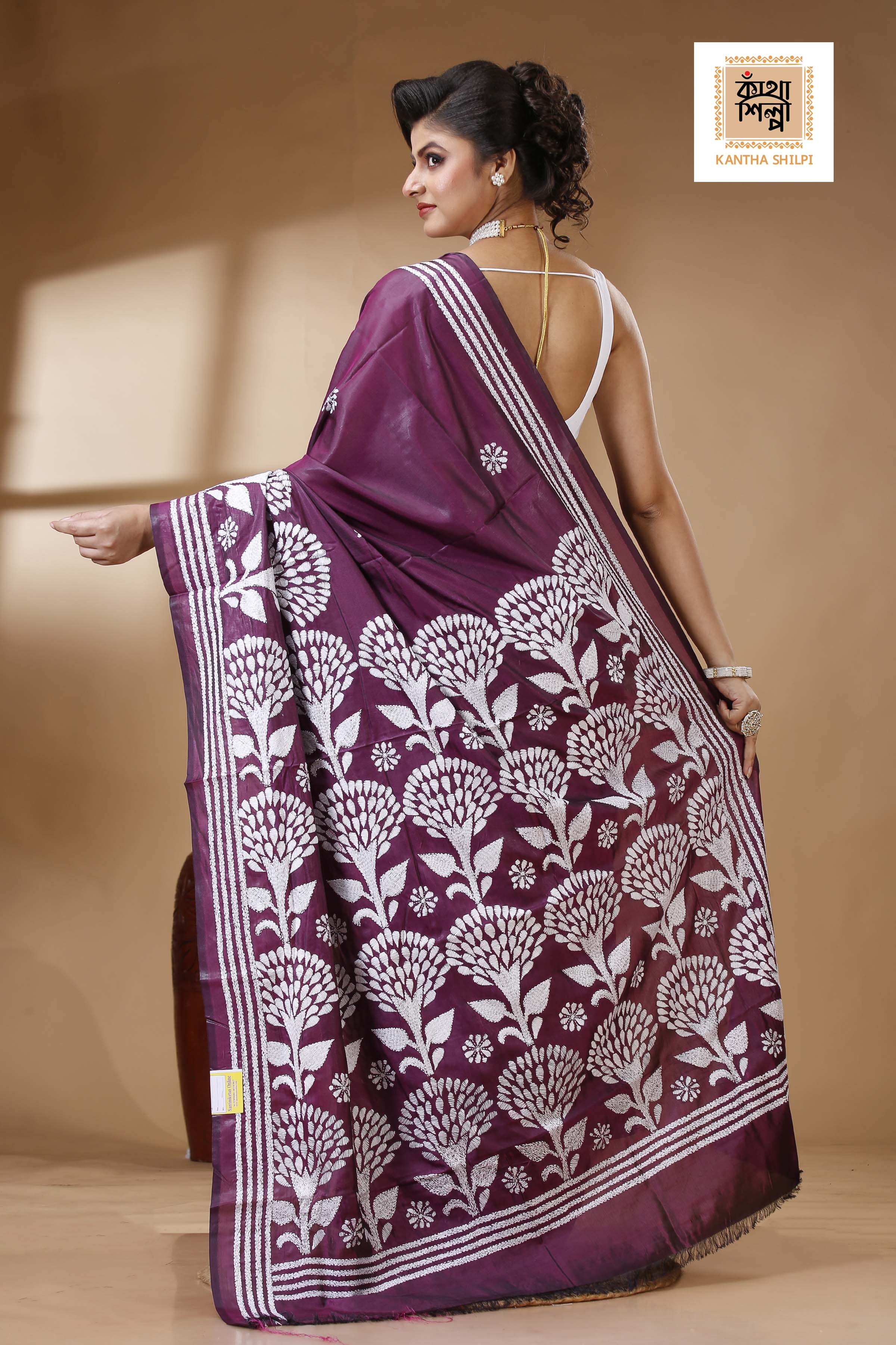 Bangalore Silk Kantha Stitch Saree SN202523328