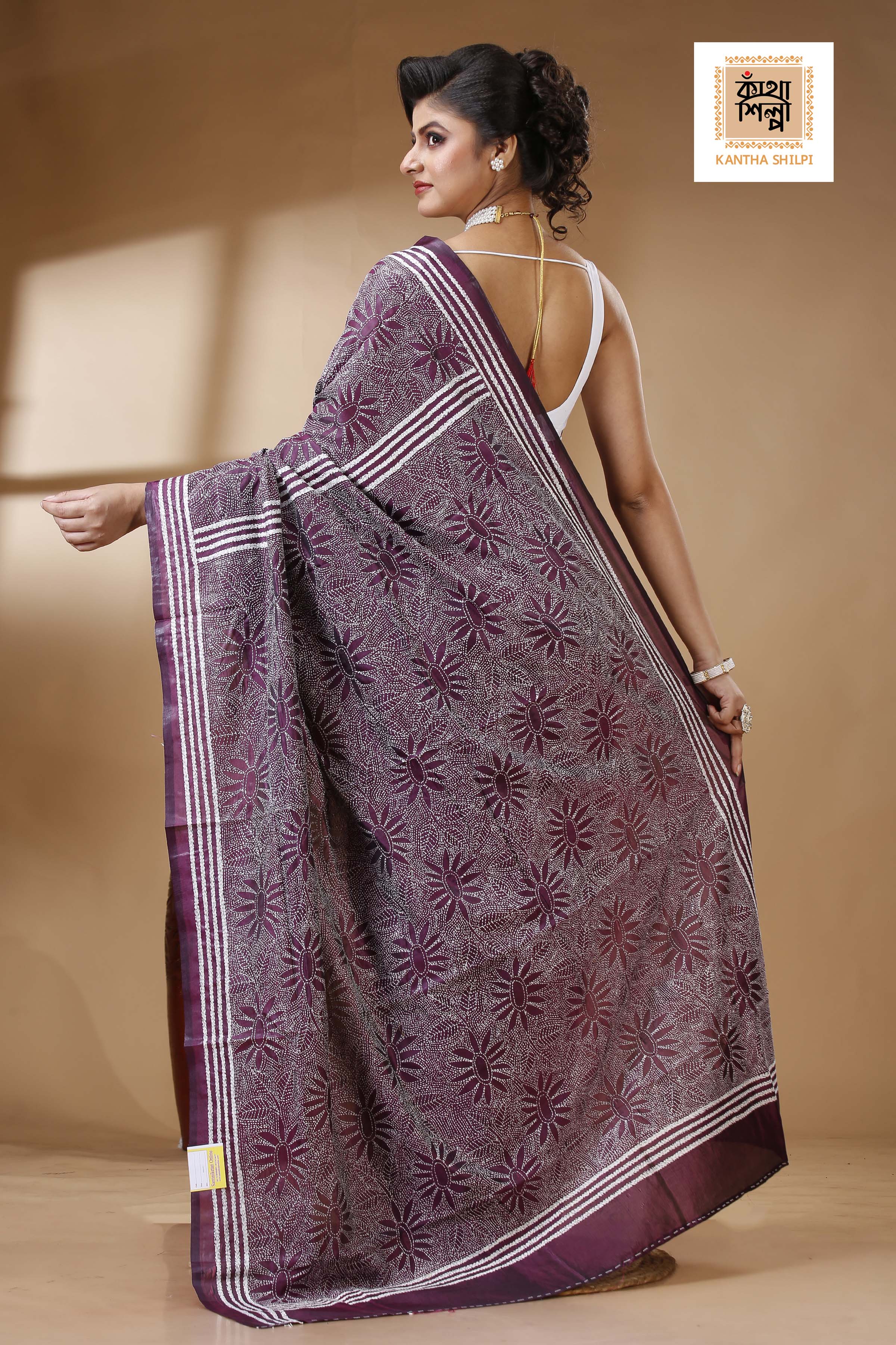 Bangalore Silk Kantha Stitch Saree SN202523334