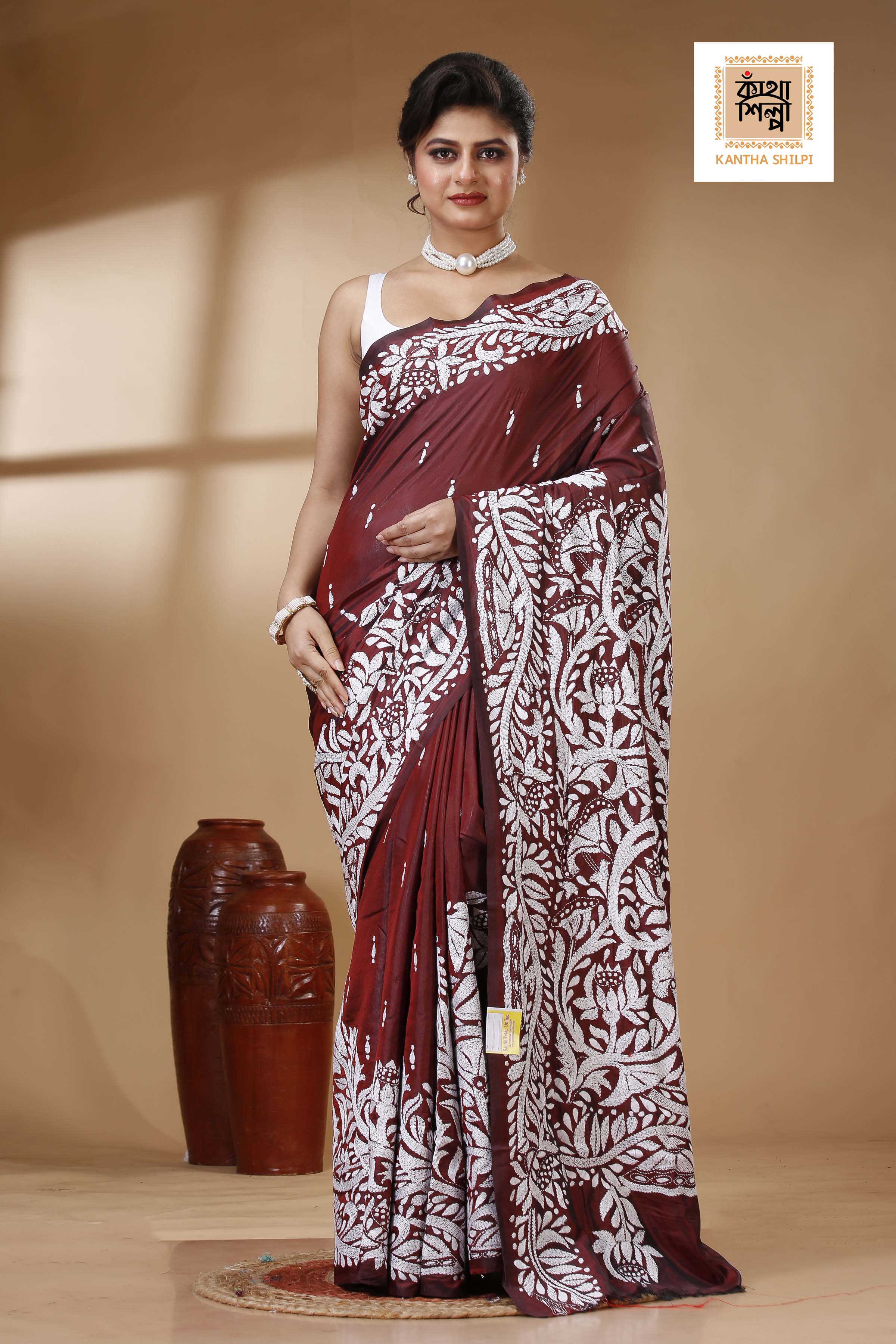 Bangalore Silk Kantha Stitch Saree SN202523394