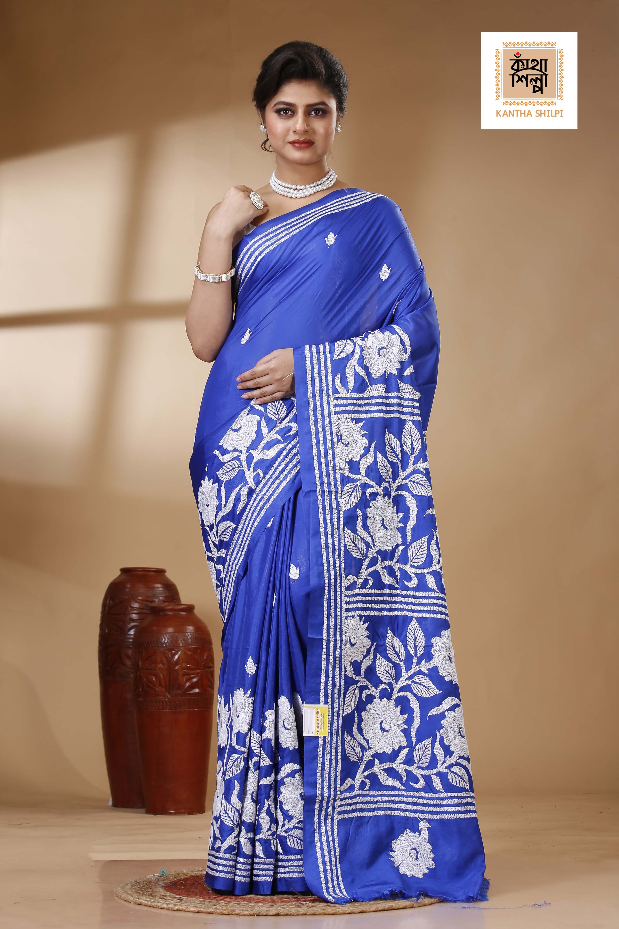 Bangalore Silk Kantha Stitch Saree SN202523419