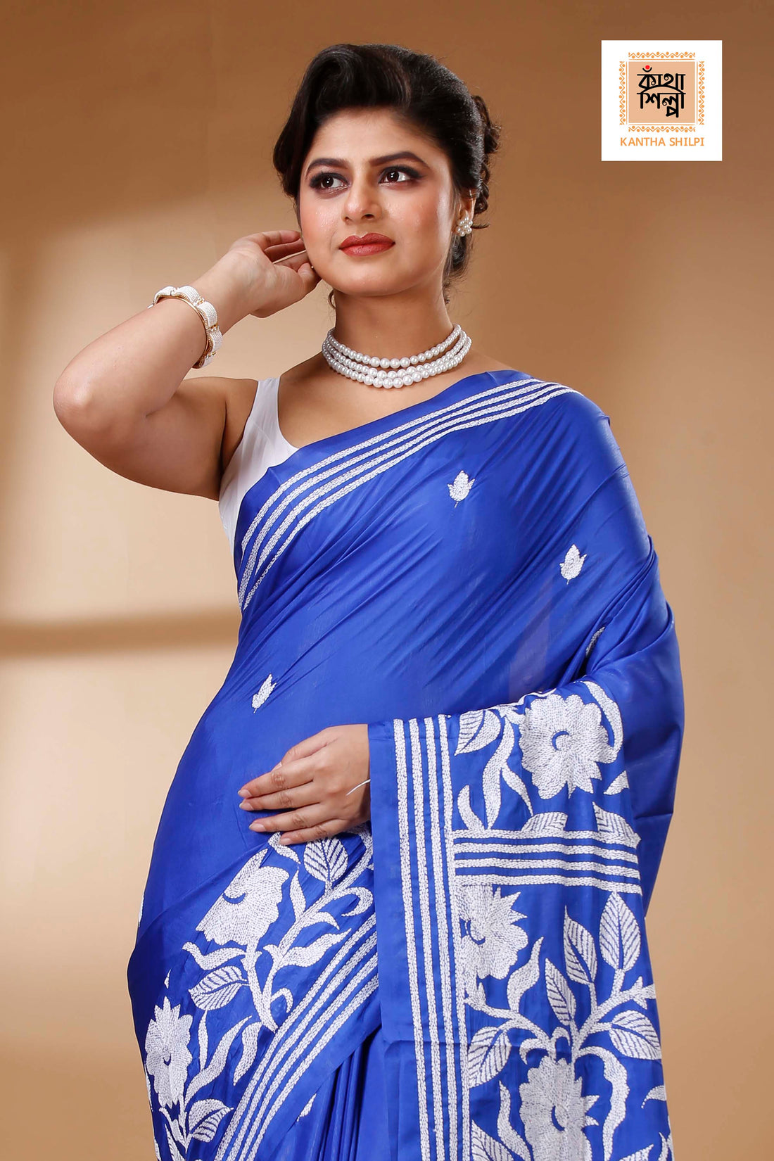 Bangalore Silk Kantha Stitch Saree SN202523419