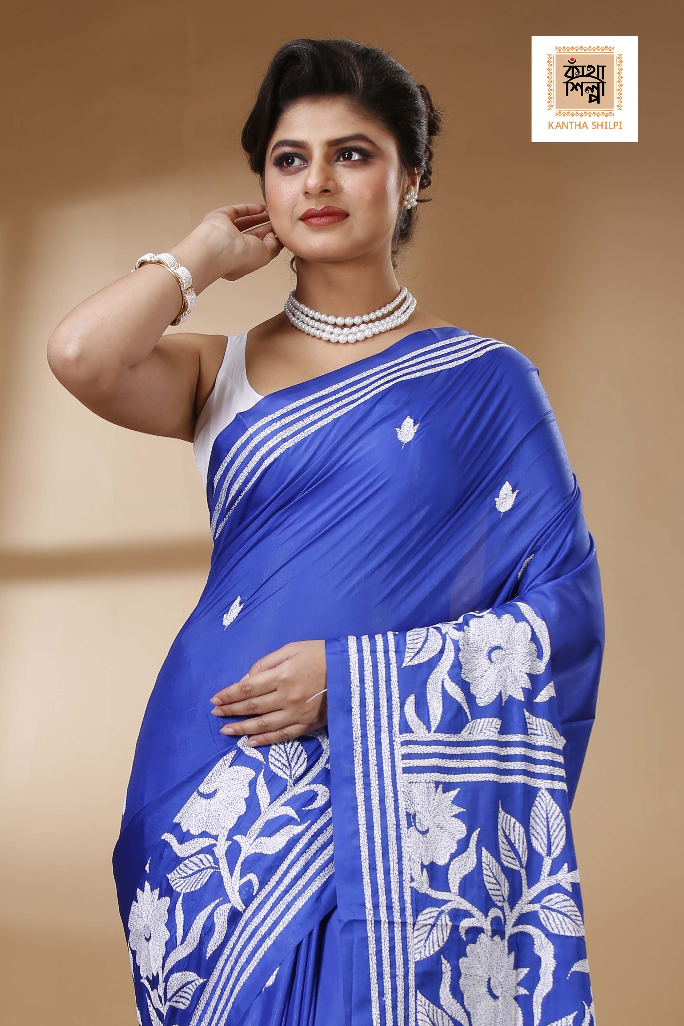 Bangalore Silk Kantha Stitch Saree SN202523419