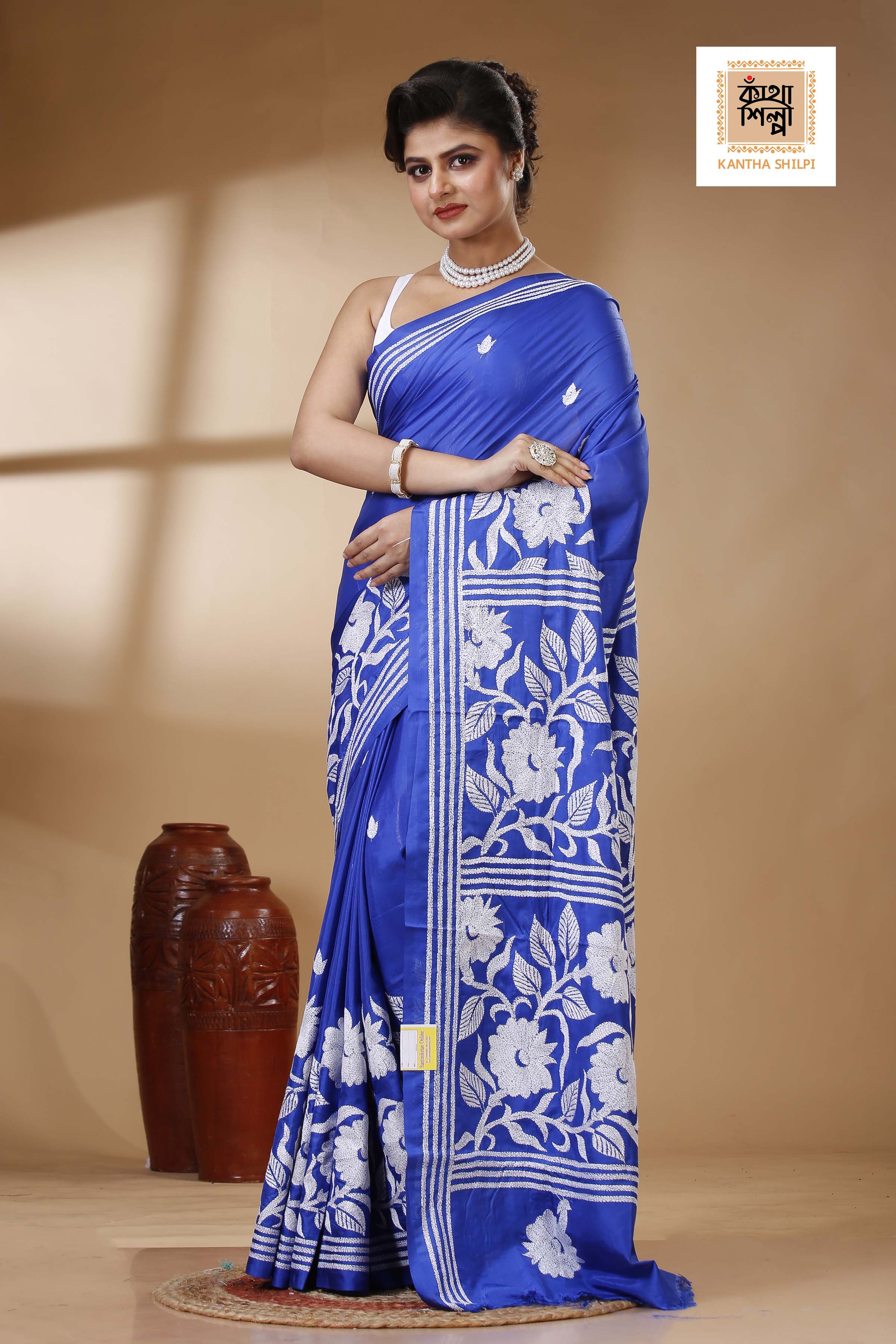 Bangalore Silk Kantha Stitch Saree SN202523419
