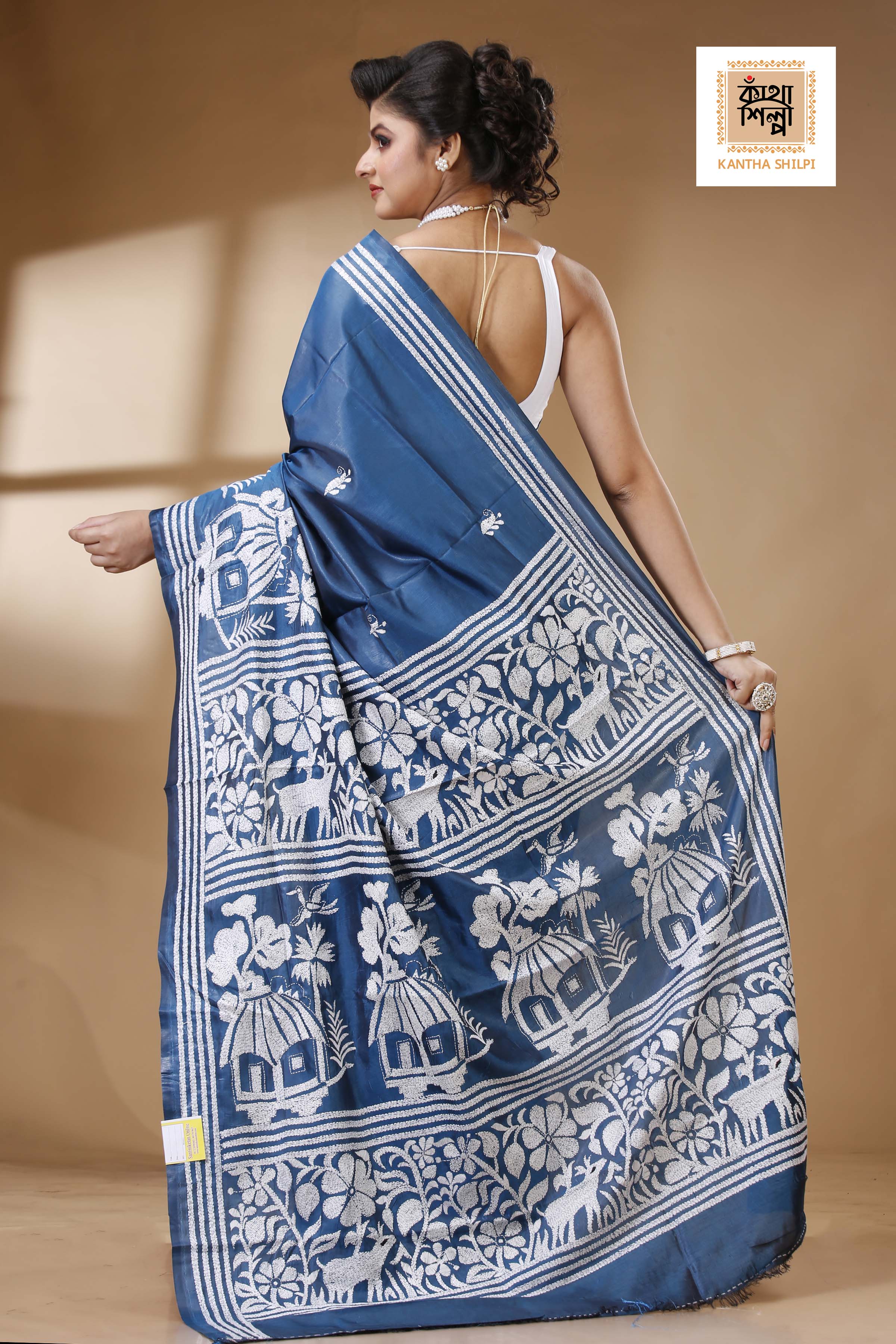Bangalore Silk Kantha Stitch Saree SN202523425