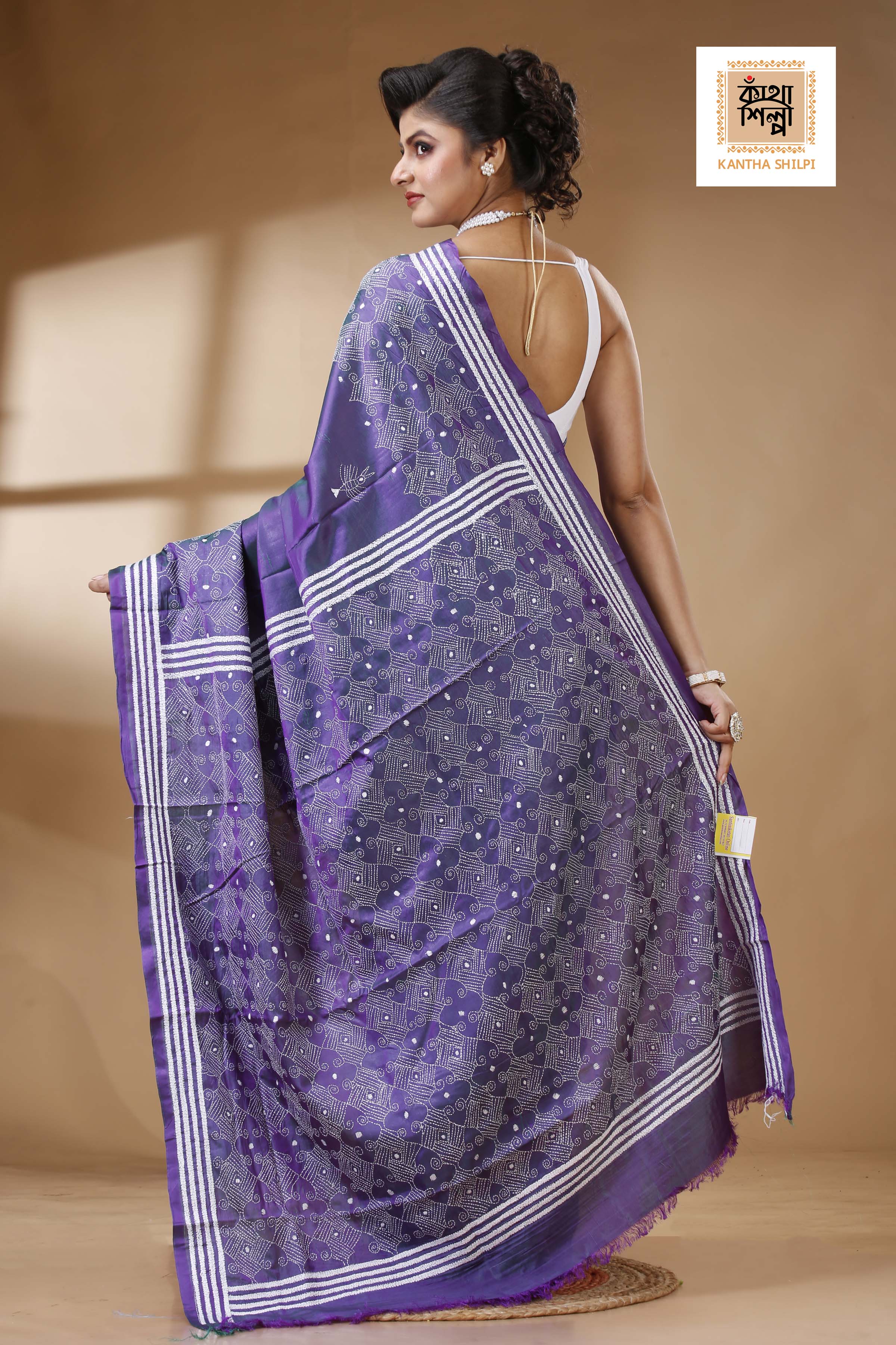 Bangalore Silk Kantha Stitch Saree SN202523431