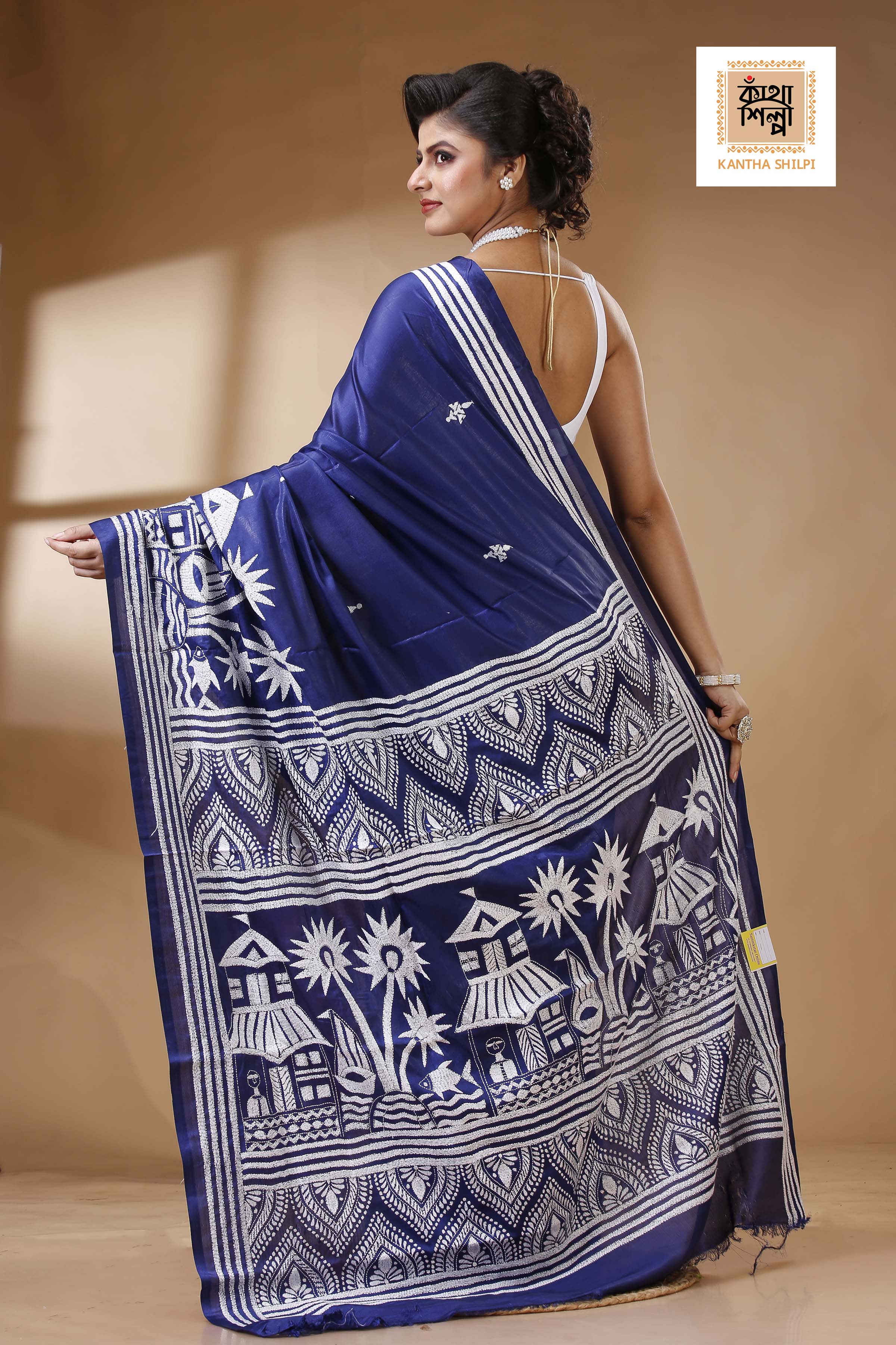 Bangalore Silk Kantha Stitch Saree SN202523455