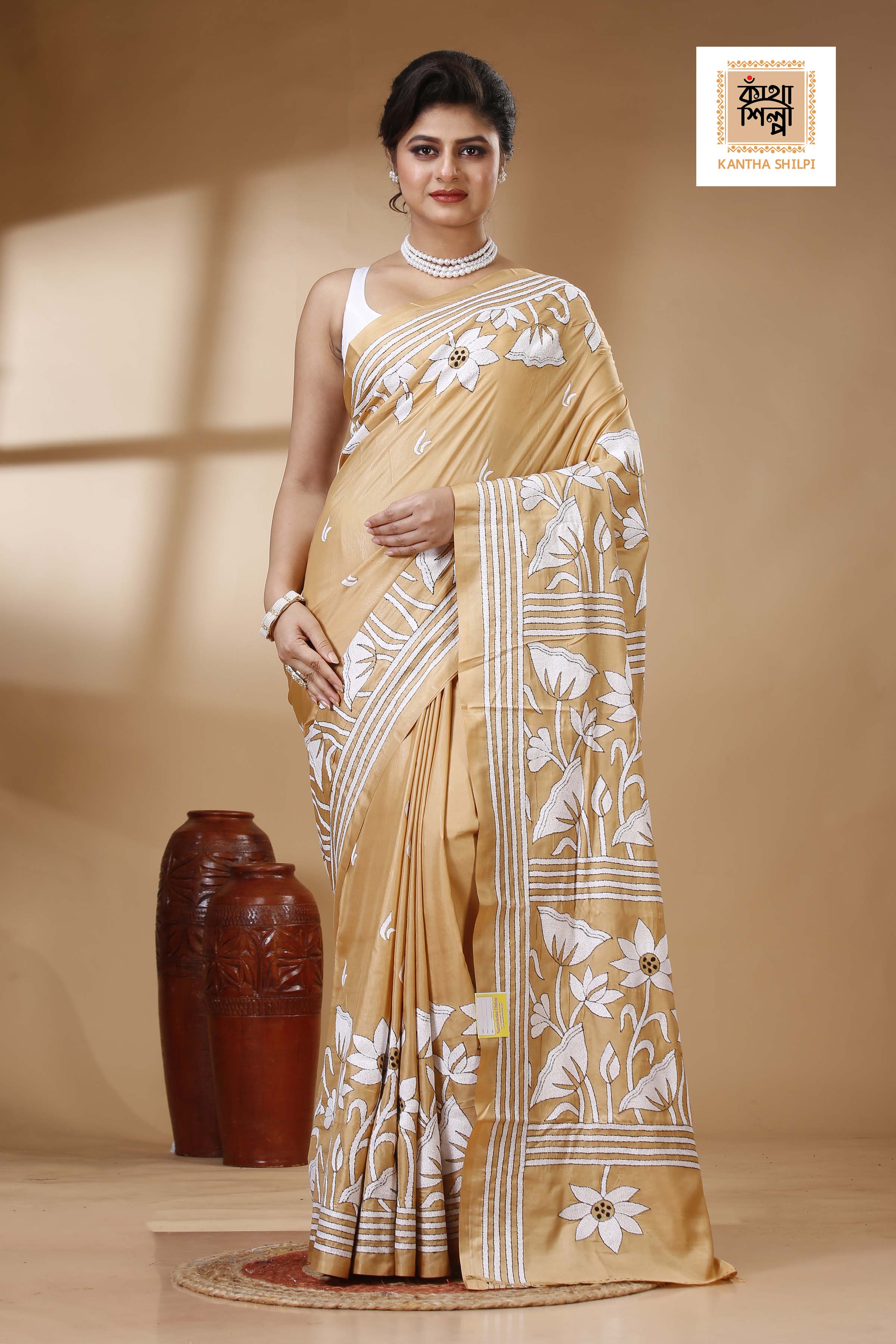 Bangalore Silk Kantha Stitch Saree SN202523461