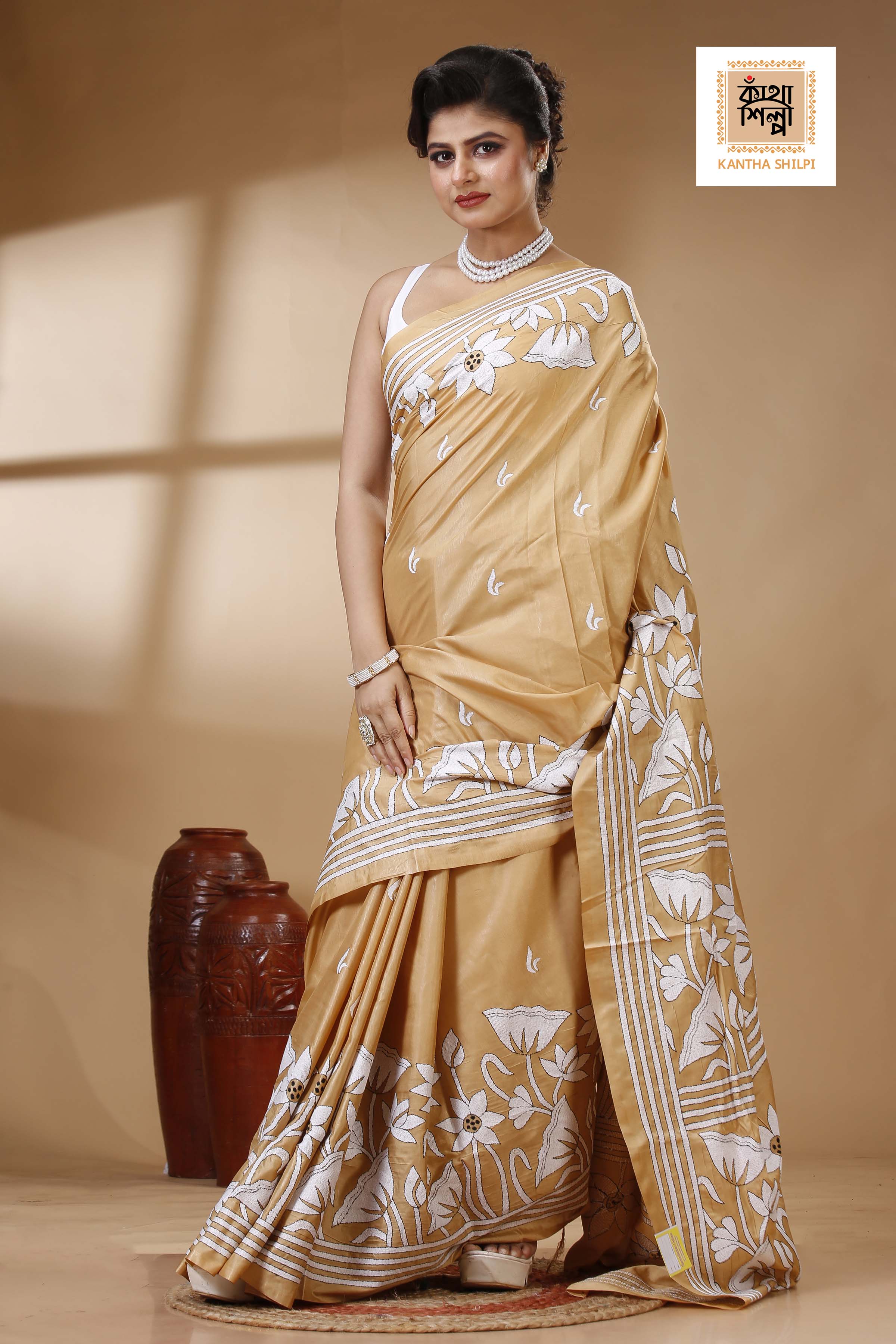 Bangalore Silk Kantha Stitch Saree SN202523461