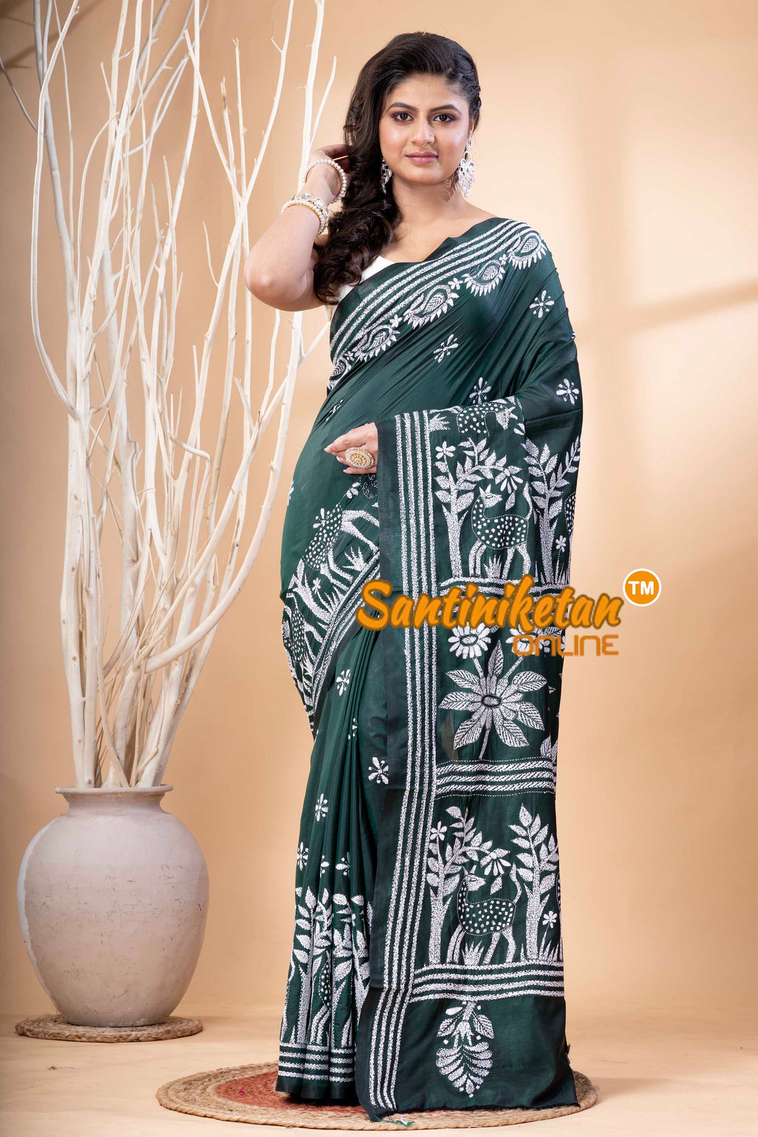 Bangalore Silk Kantha Stitch Saree SN202523582