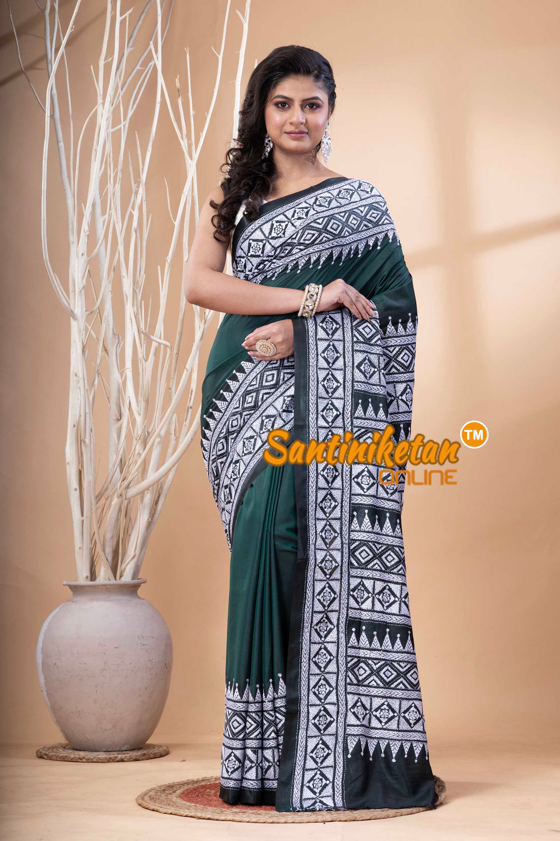 Bangalore Silk Kantha Stitch Saree SN202523630