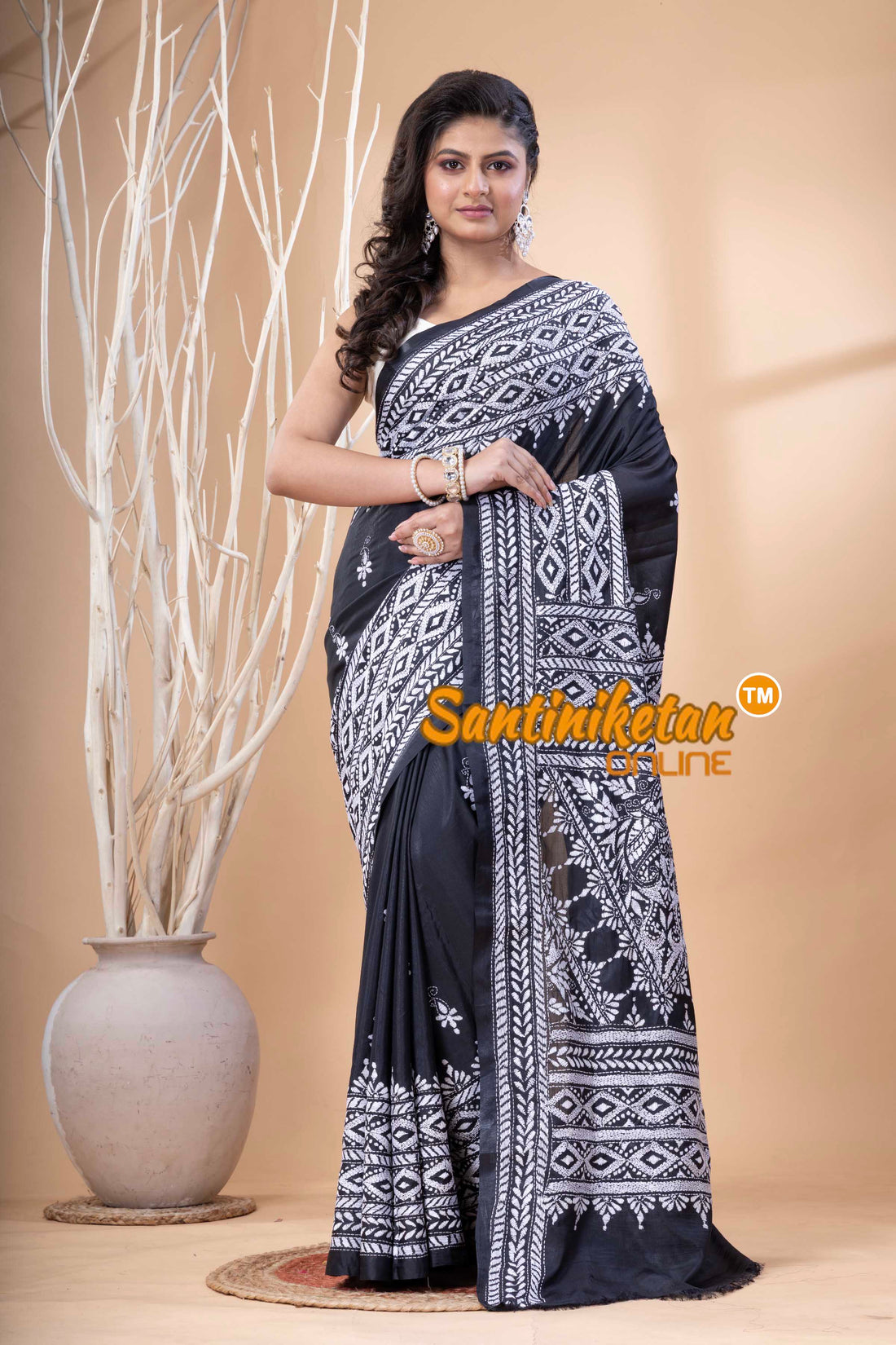 Bangalore Silk Kantha Stitch Saree SN202523641