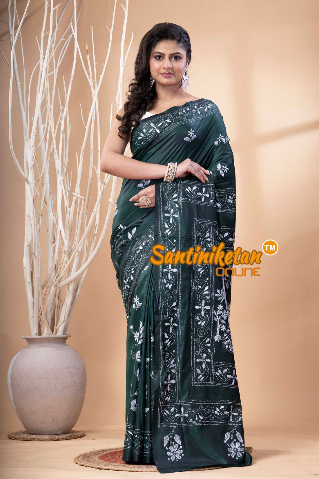Bangalore Silk Kantha Stitch Saree SN202523683