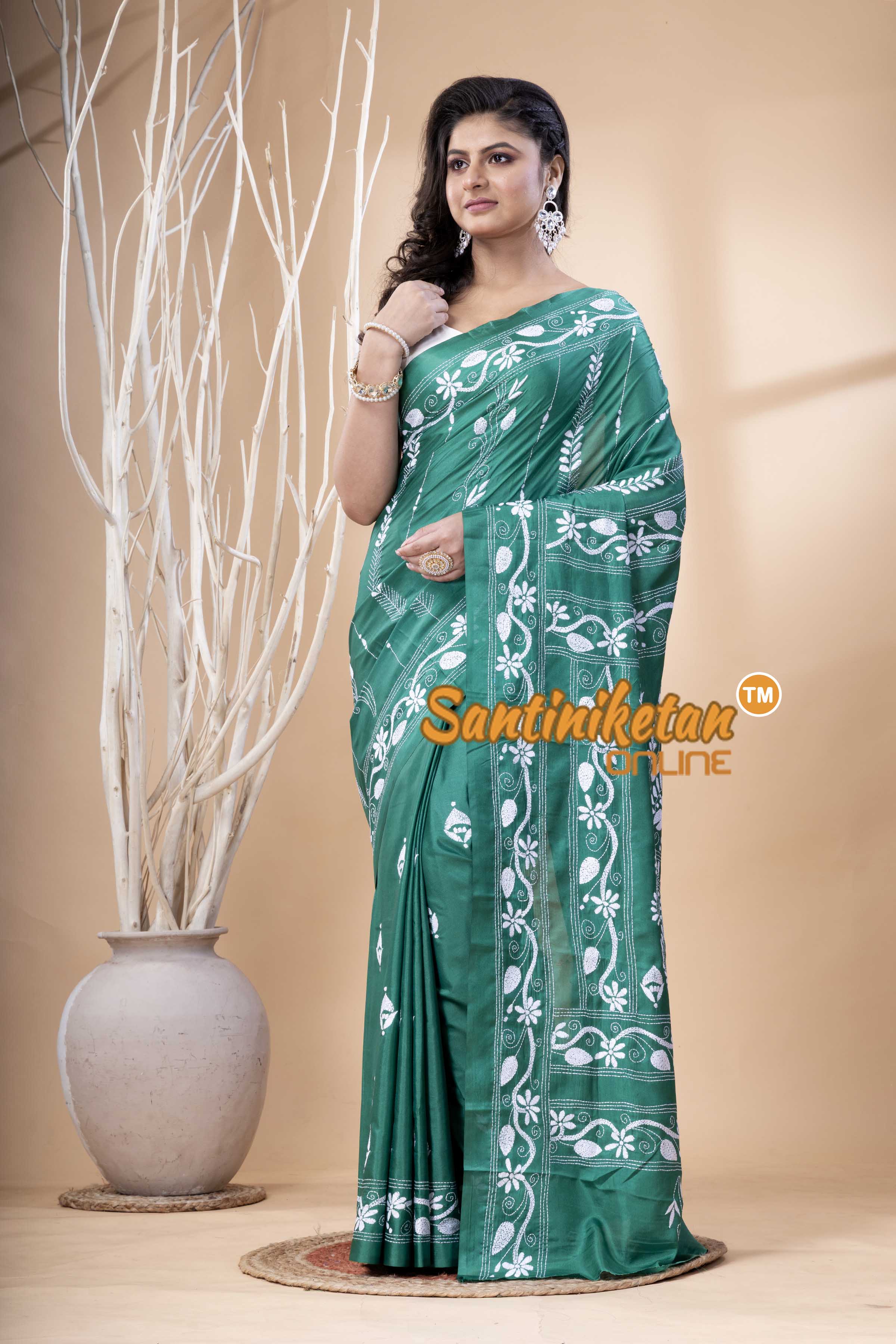 Bangalore Silk Kantha Stitch Saree SN202523731