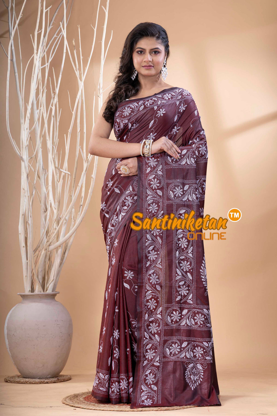 Bangalore Silk Kantha Stitch Saree SN202523744